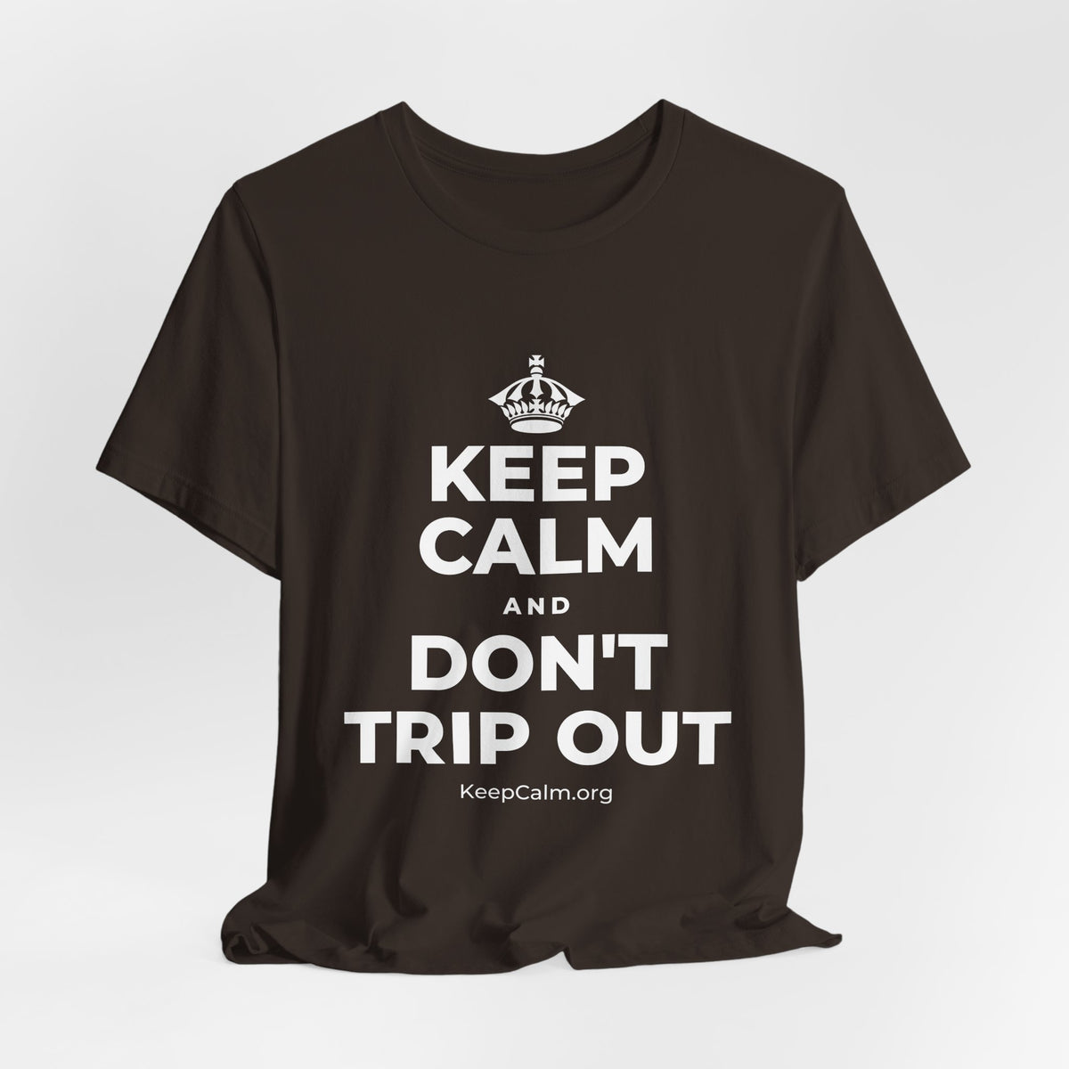 KEEP CALM AND DON'T TRIP OUT T-Shirt (Soft Cream–Heather Mauve)