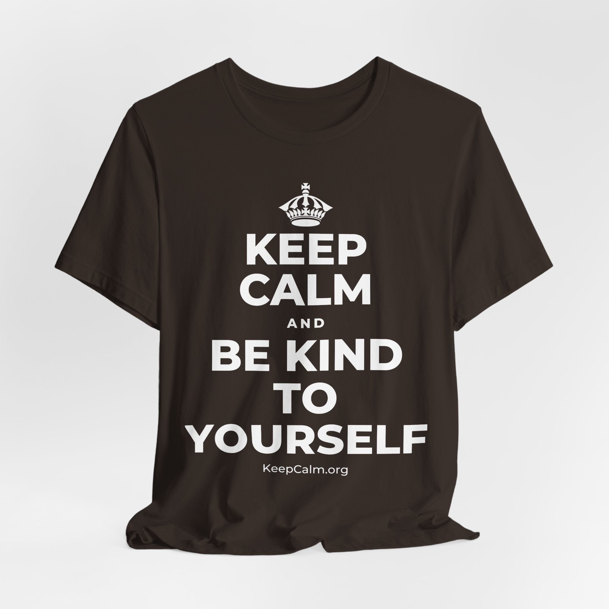 KEEP CALM AND BE KIND TO YOURSELF T-Shirt (Soft Cream–Heather Mauve)