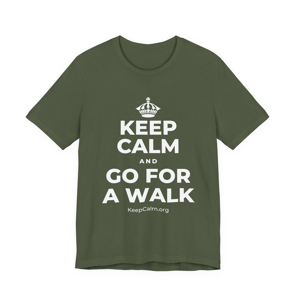 KEEP CALM AND GO FOR A WALK T-Shirt (Military Green–Autumn)
