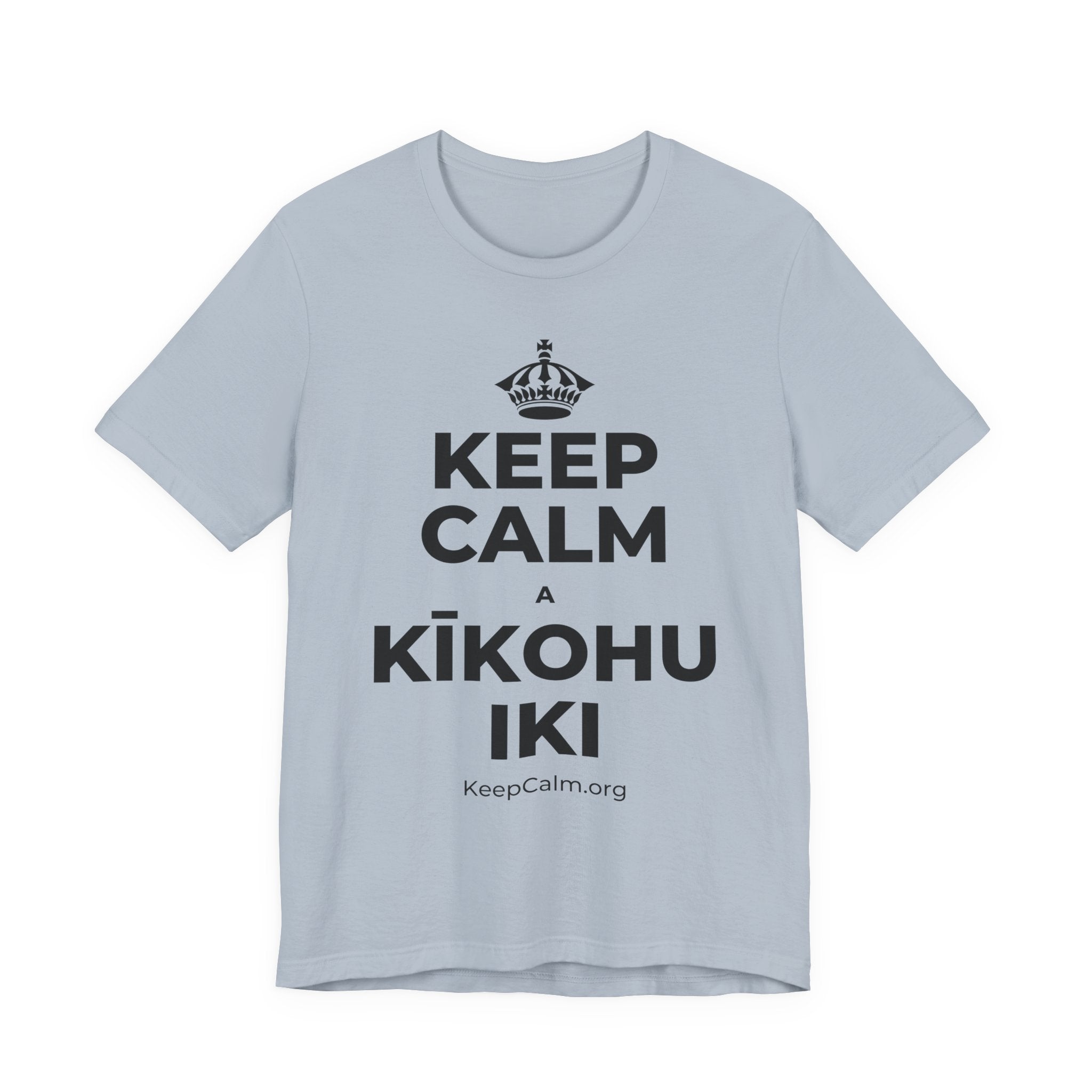 KEEP CALM A KĪKOHU IKI T-Shirt (White–Asphalt)