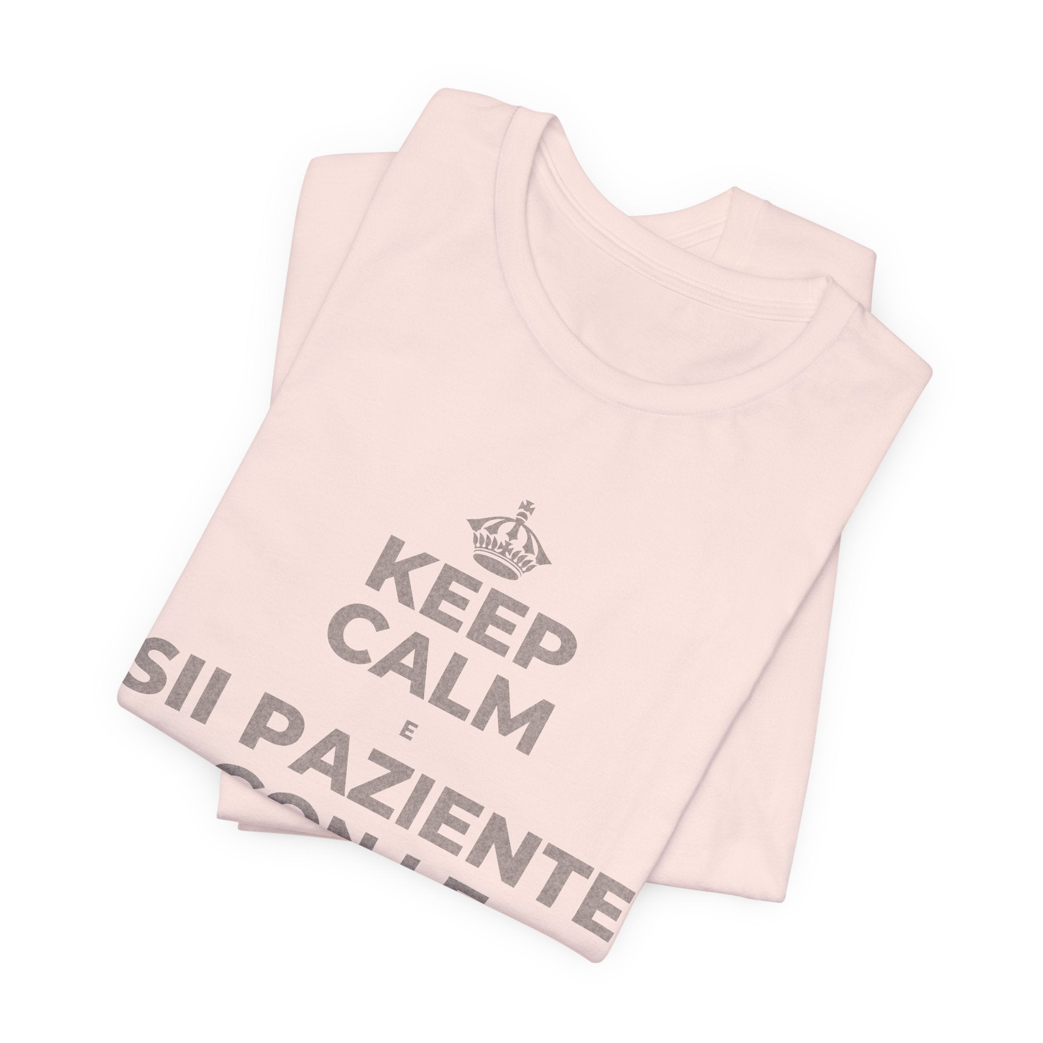 KEEP CALM E SII PAZIENTE CON LE NUOVE ABITUDINI T-Shirt (Soft Cream–Heather Mauve)