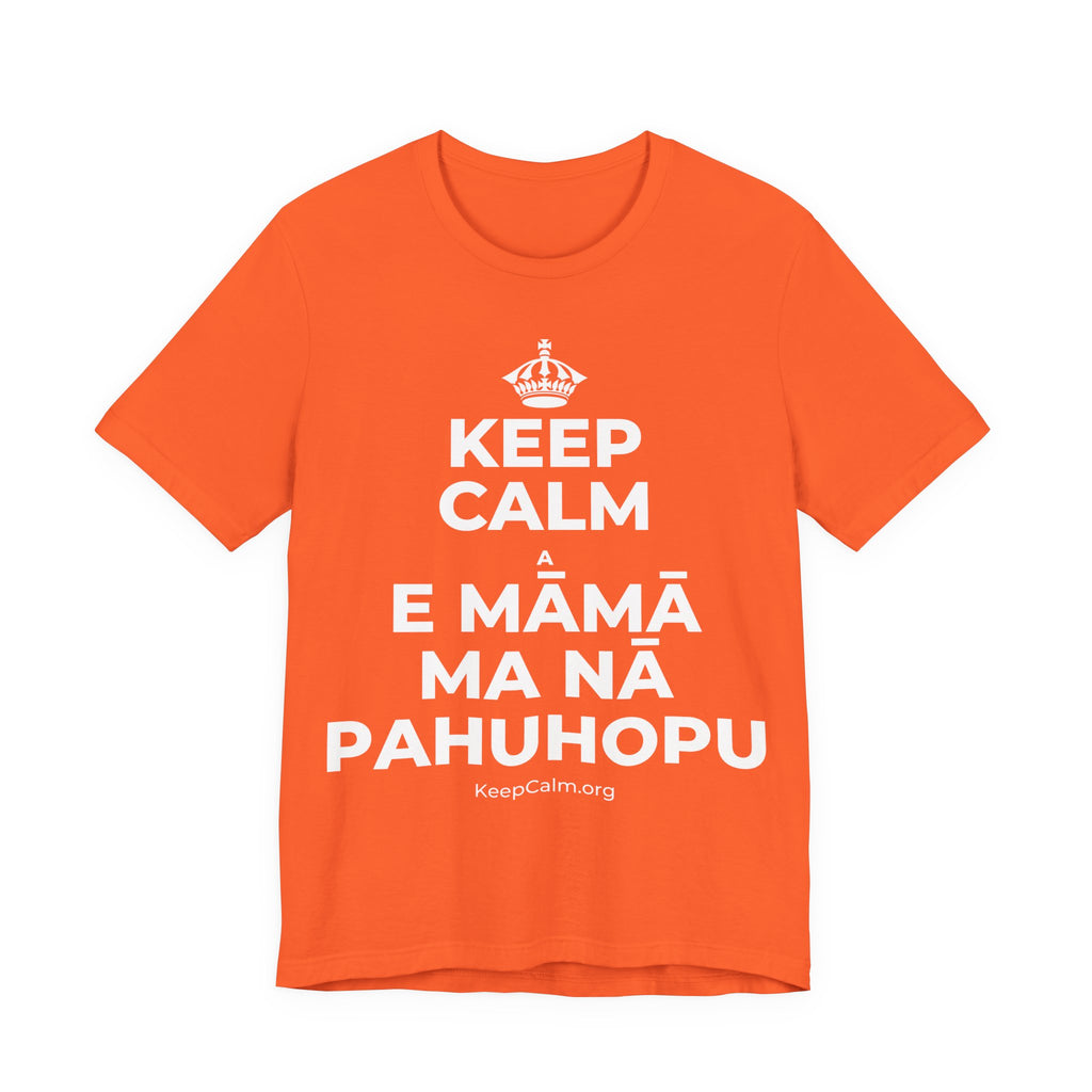 KEEP CALM A E MĀMĀ MA NĀ PAHUHOPU T-Shirt (Baby Blue–Silver)