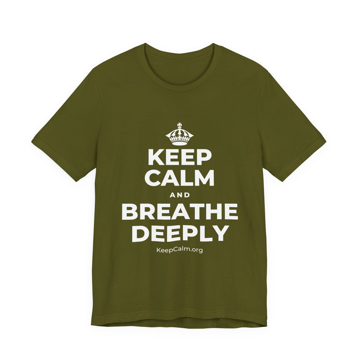 KEEP CALM AND BREATHE DEEPLY T-Shirt (Baby Blue–Silver)