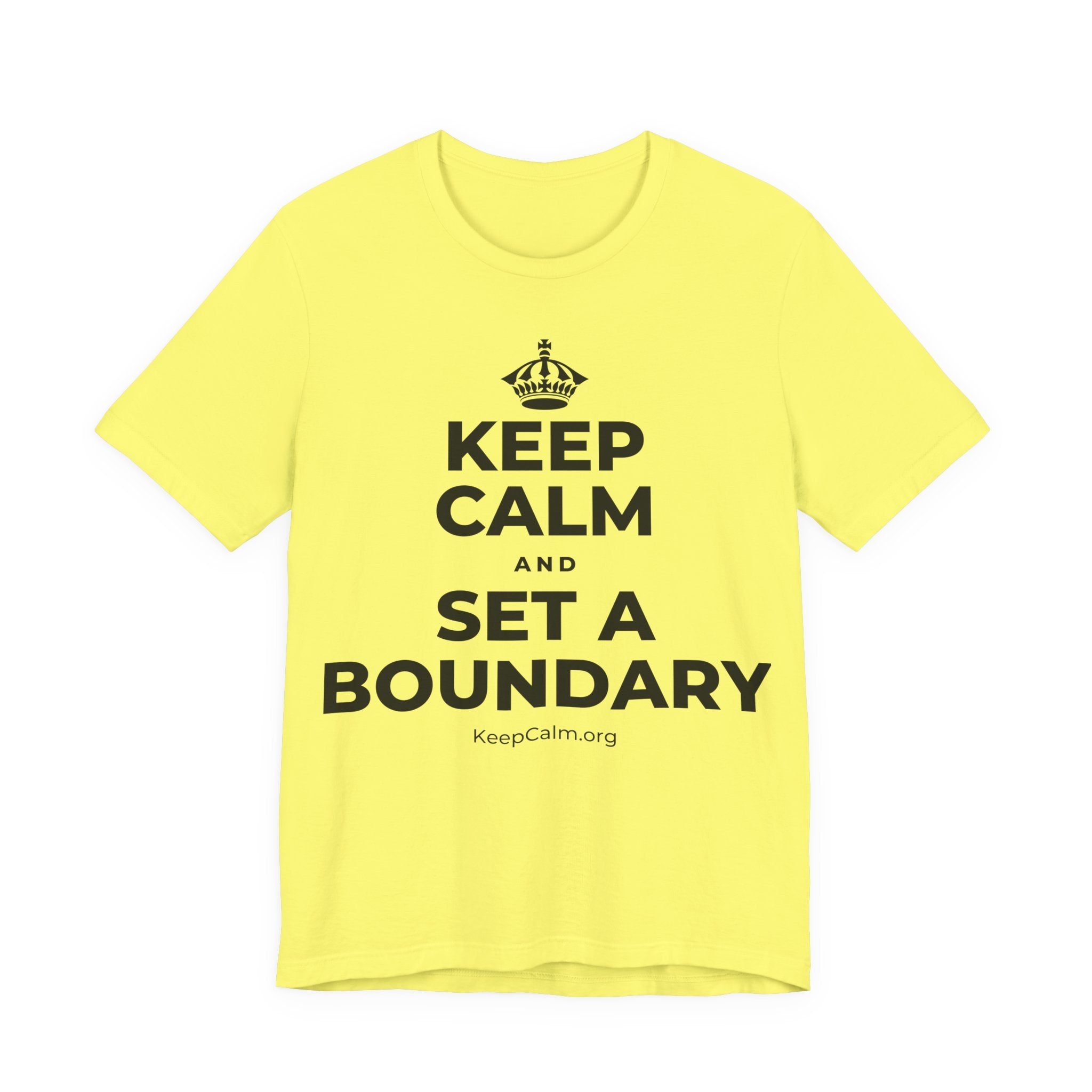 KEEP CALM AND SET A BOUNDARY T-Shirt (Soft Cream–Heather Mauve)