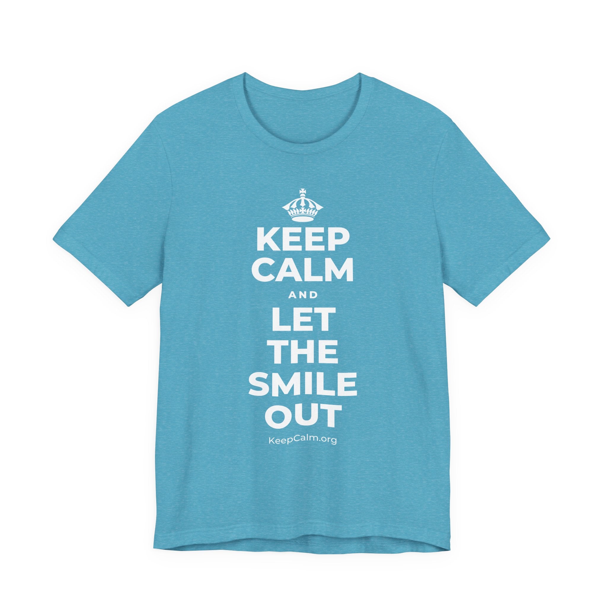 KEEP CALM AND LET THE SMILE OUT T-Shirt (Soft Cream–Heather Mauve)