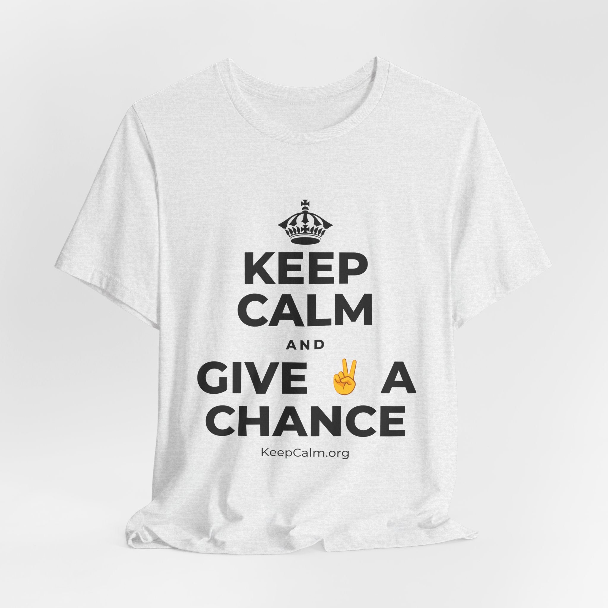 KEEP CALM AND GIVE ✌️ A CHANCE T-Shirt (Soft Cream–Heather Mauve)