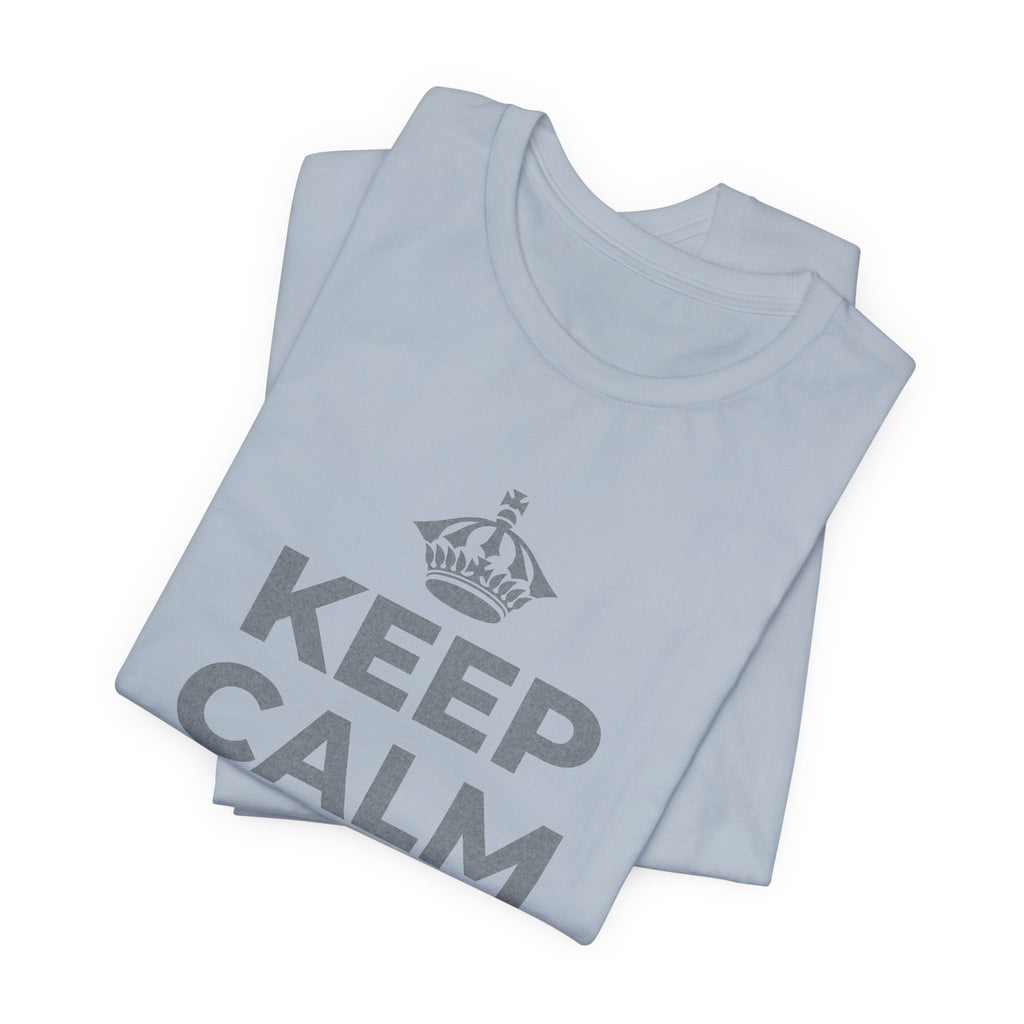 KEEP CALM AND OWN IT T-Shirt (White–Asphalt)