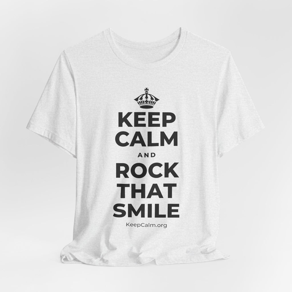 KEEP CALM AND ROCK THAT SMILE T-Shirt (Soft Cream–Heather Mauve)