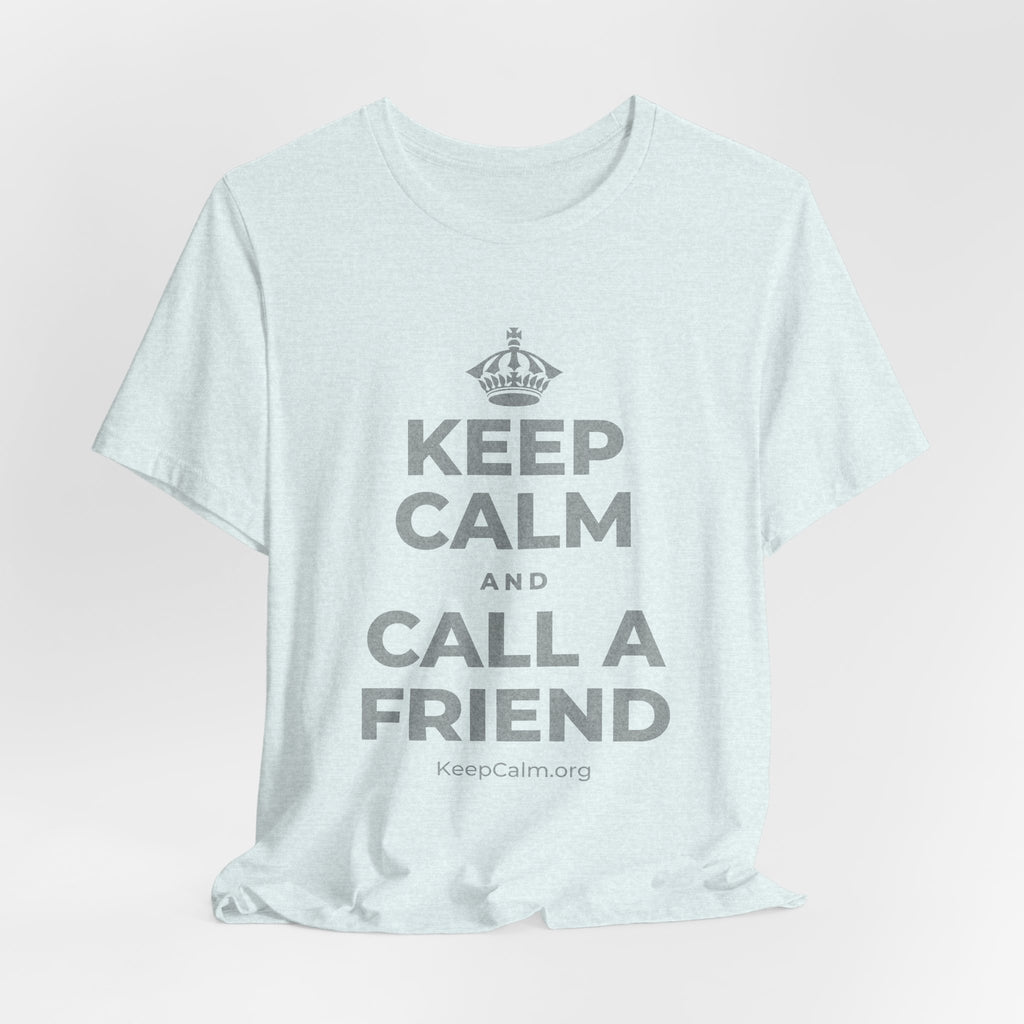 KEEP CALM AND CALL A FRIEND T-Shirt (Soft Cream–Heather Mauve)