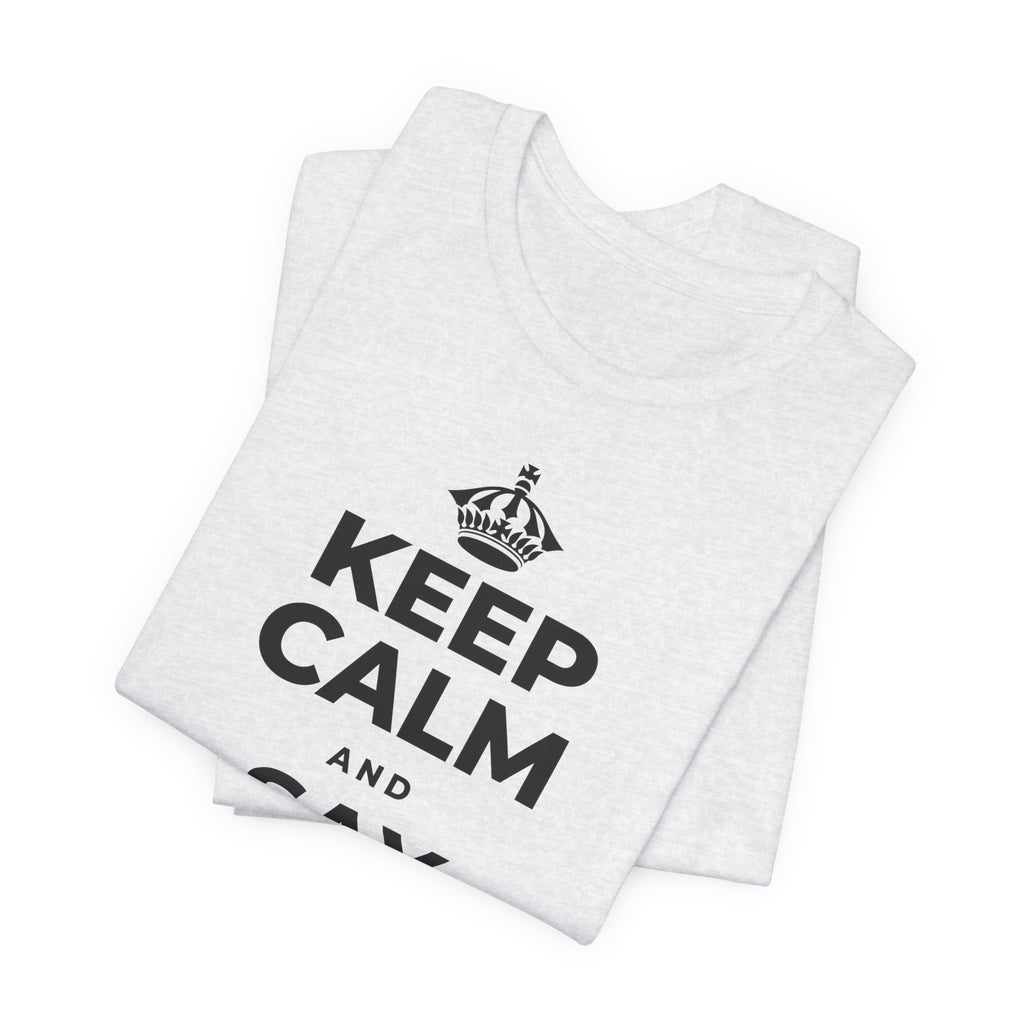 KEEP CALM AND SAY THANK YOU T-Shirt (Soft Cream–Heather Mauve)