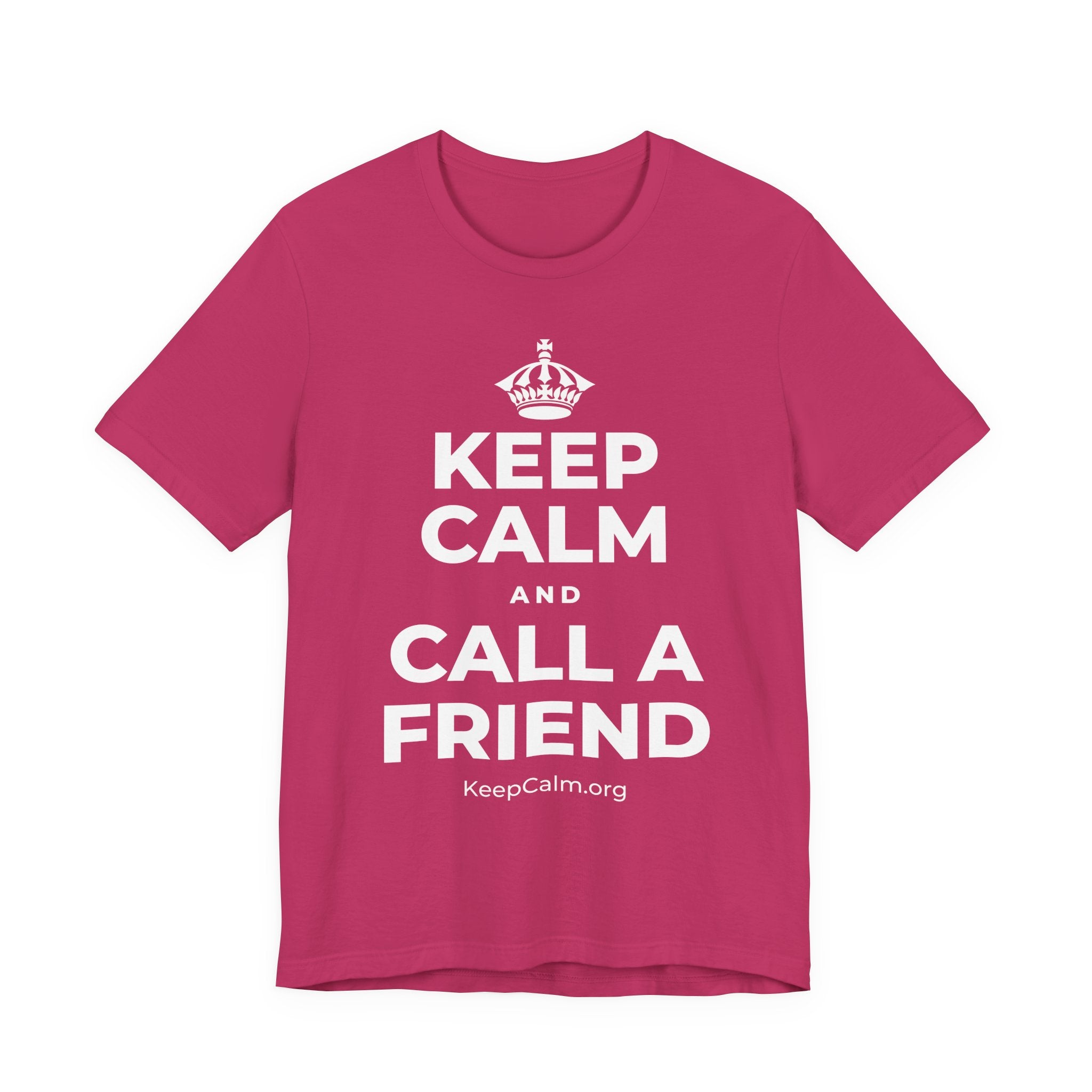 KEEP CALM AND CALL A FRIEND T-Shirt (Baby Blue–Silver)
