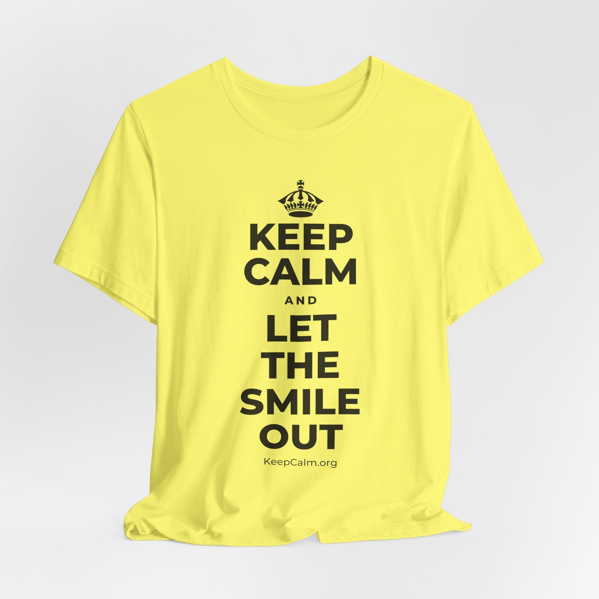 KEEP CALM AND LET THE SMILE OUT T-Shirt (Soft Cream–Heather Mauve)