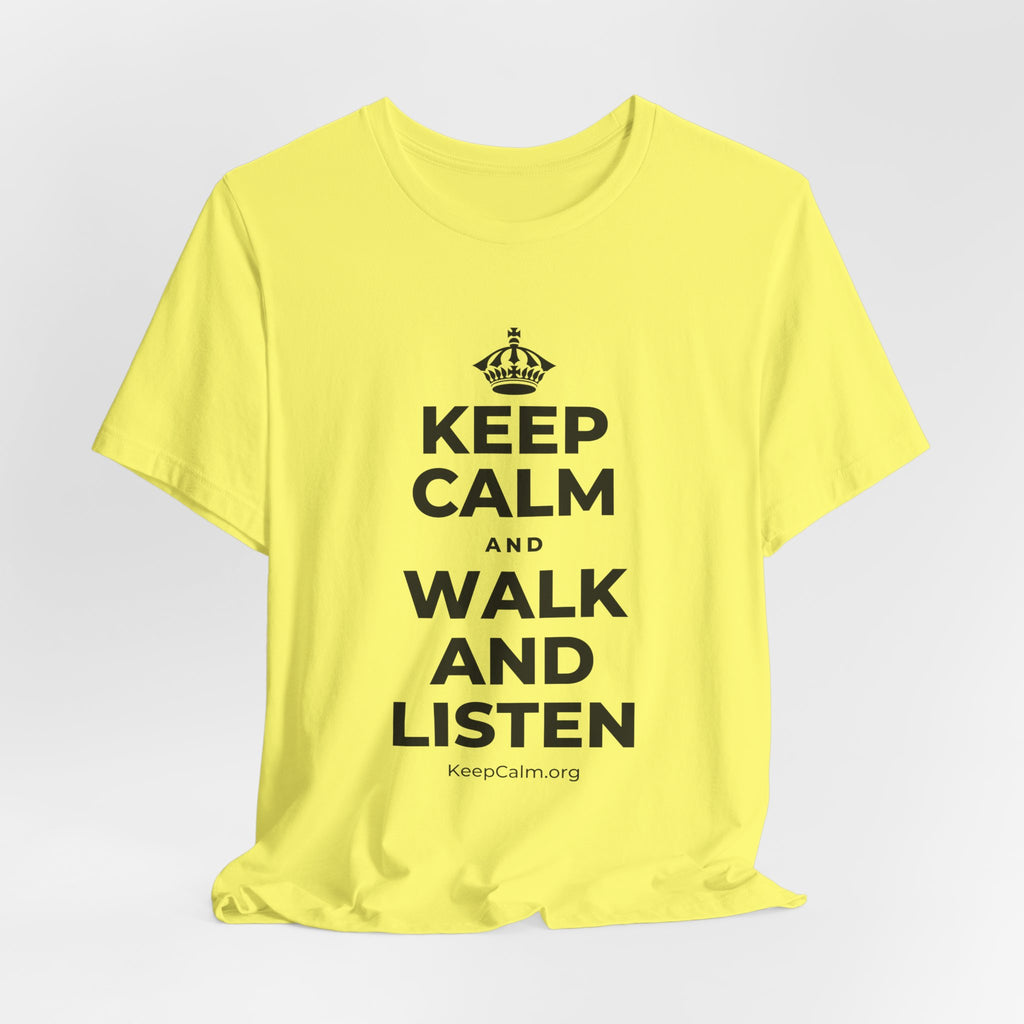 KEEP CALM AND WALK AND LISTEN T-Shirt (Soft Cream–Heather Mauve)
