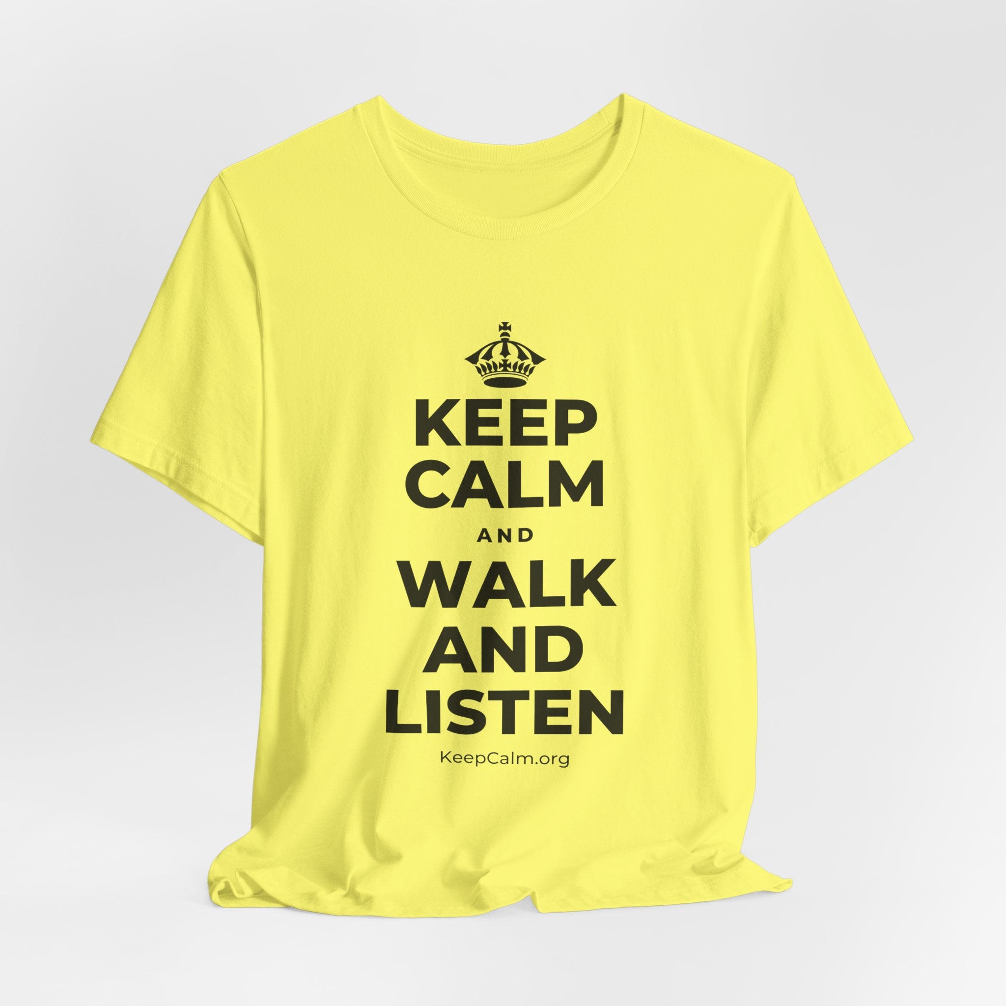 KEEP CALM AND WALK AND LISTEN T-Shirt (Soft Cream–Heather Mauve)