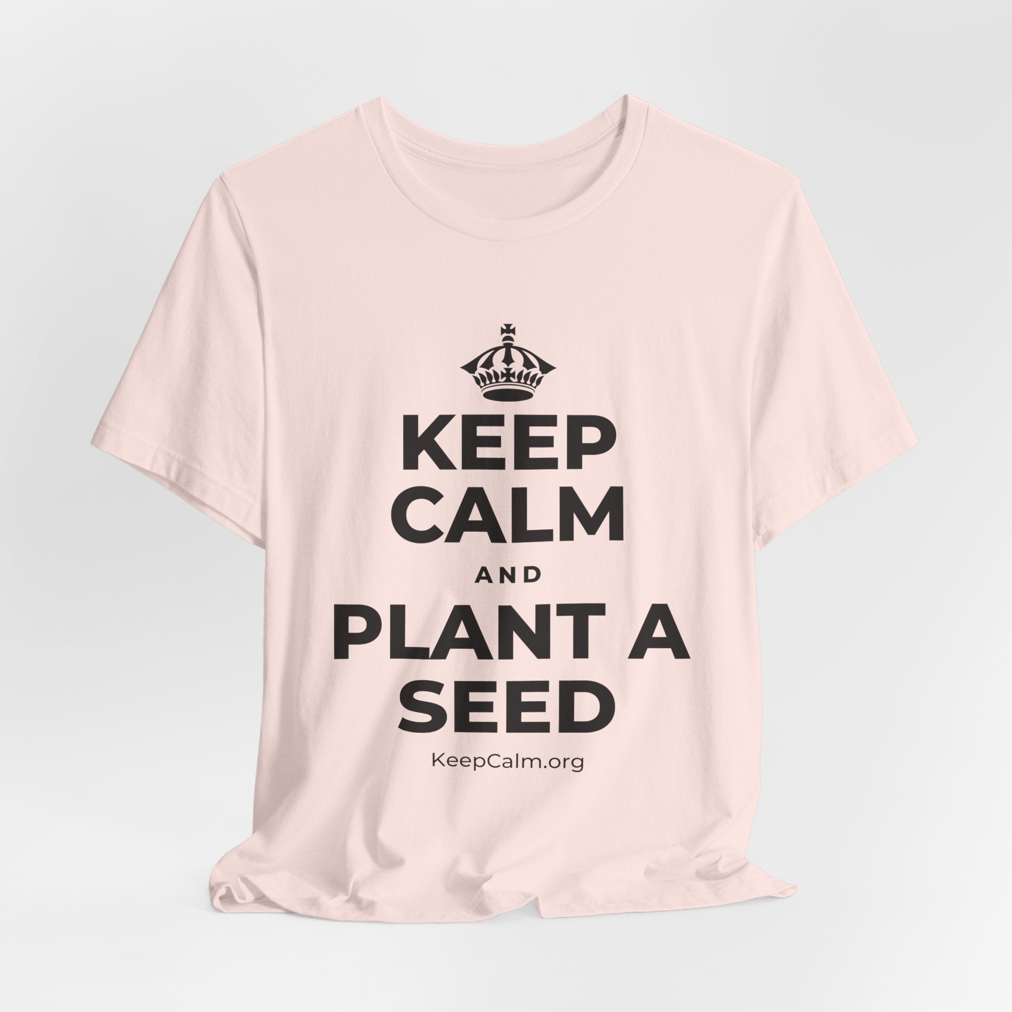 KEEP CALM AND PLANT A SEED T-Shirt (Soft Cream–Heather Mauve)