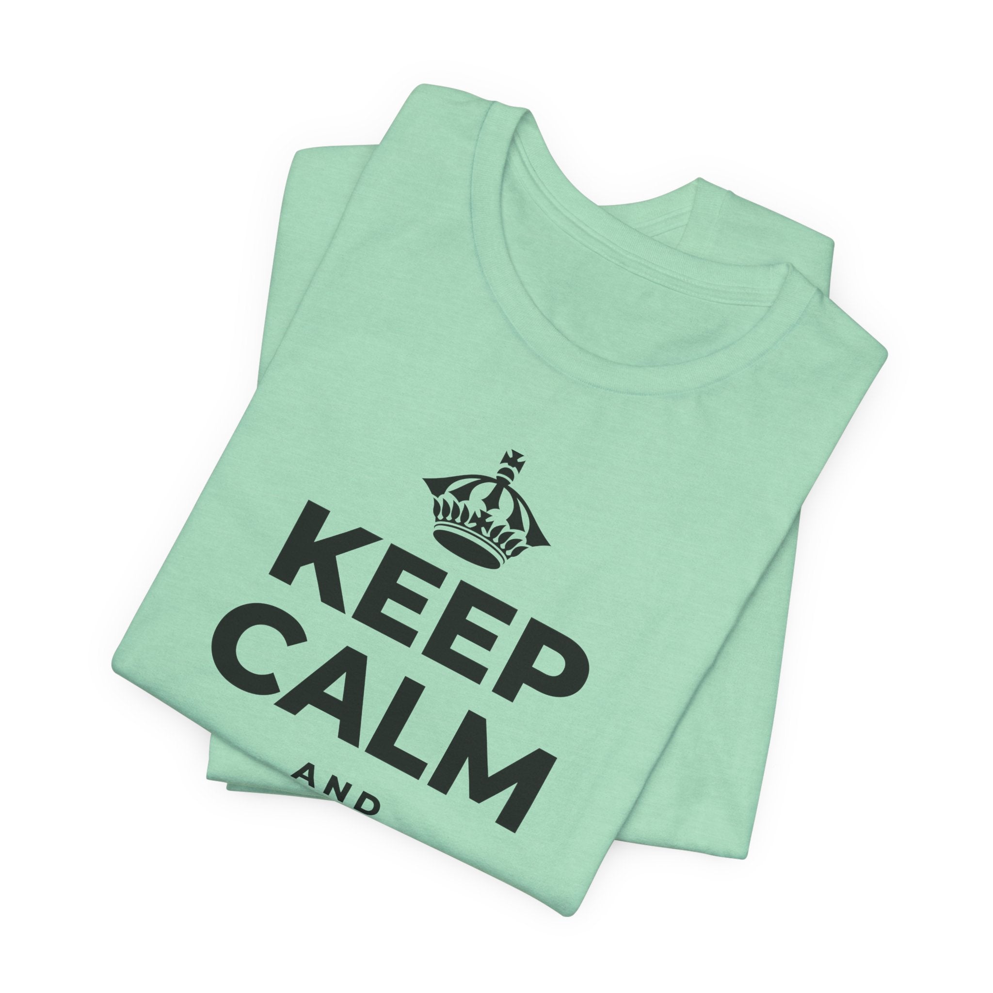 KEEP CALM AND TREAT YOURSELF T-Shirt (Baby Blue–Silver)