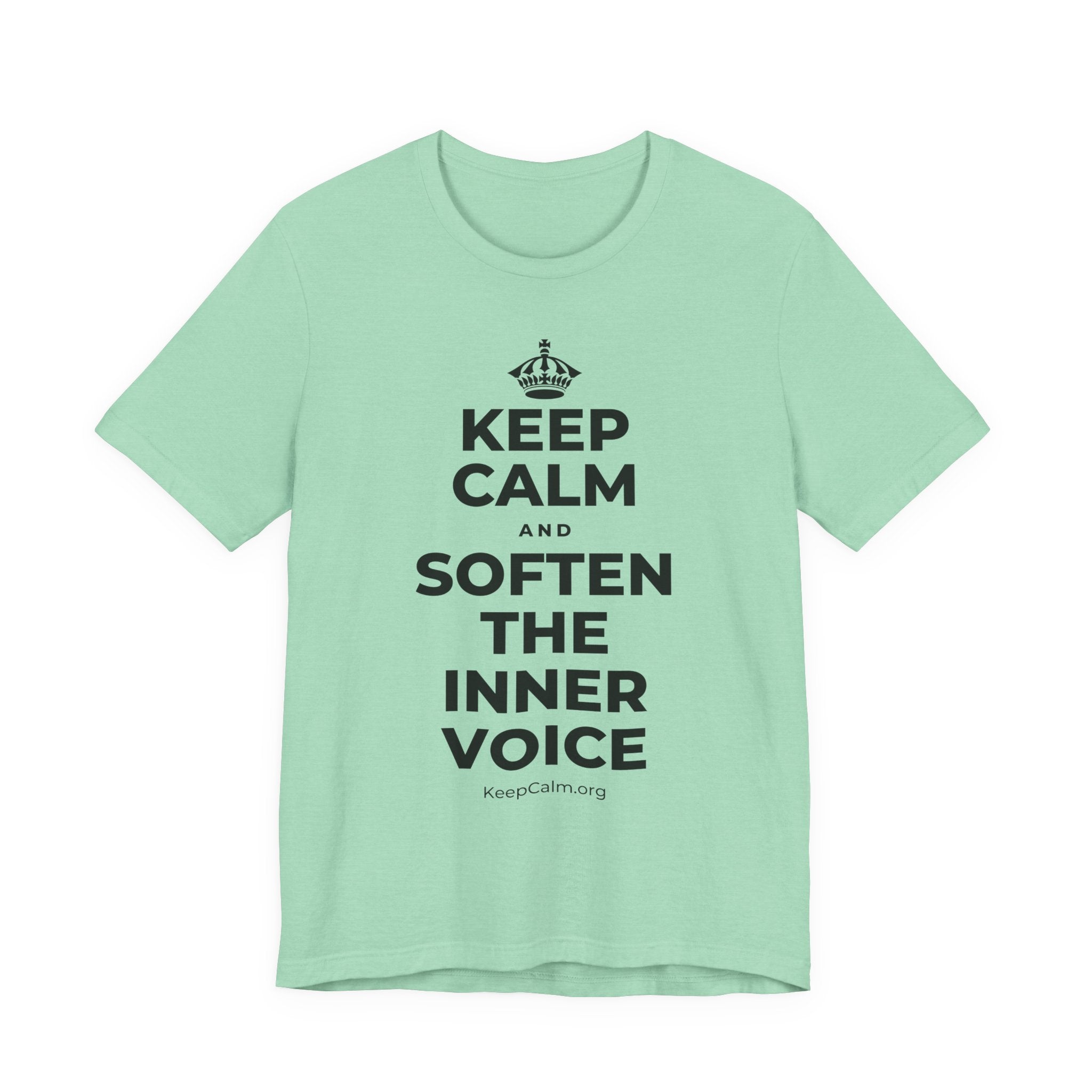 KEEP CALM AND SOFTEN THE INNER VOICE T-Shirt (Baby Blue–Silver)