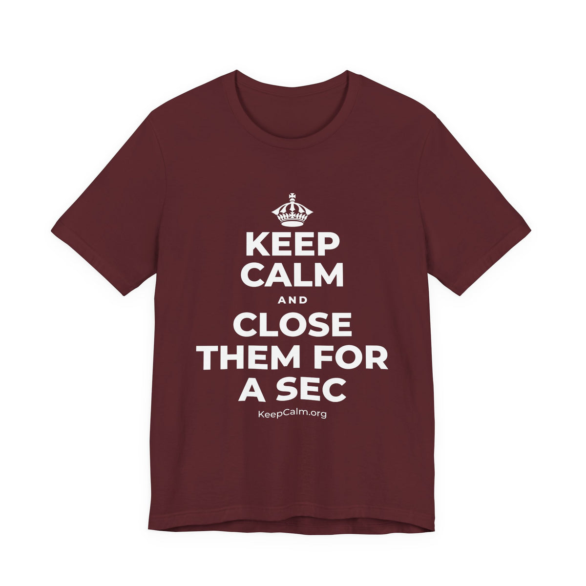 KEEP CALM AND CLOSE THEM FOR A SEC T-Shirt (Baby Blue–Silver)