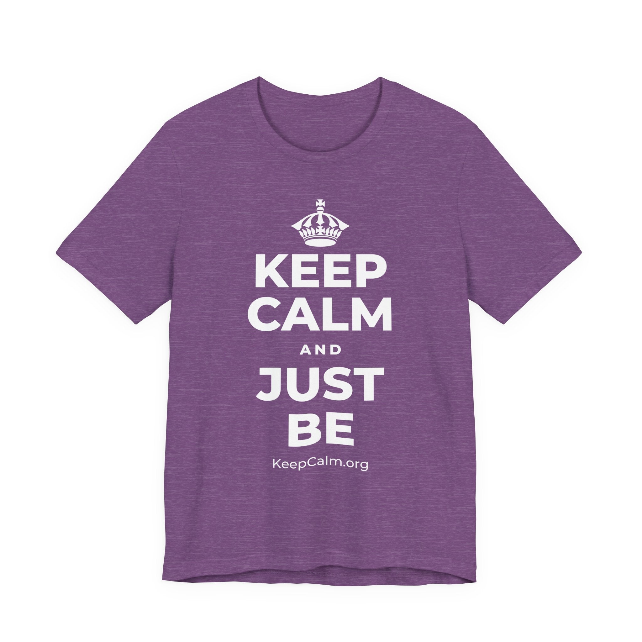 KEEP CALM AND JUST BE T-Shirt (Baby Blue–Silver)