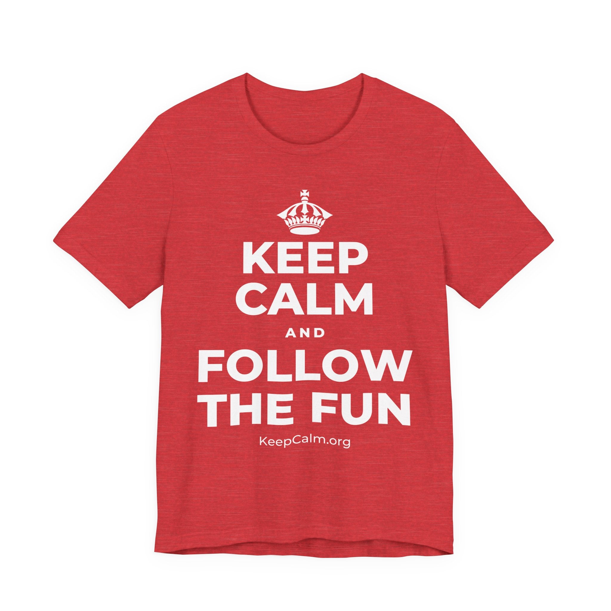 KEEP CALM AND FOLLOW THE FUN T-Shirt (Baby Blue–Silver)