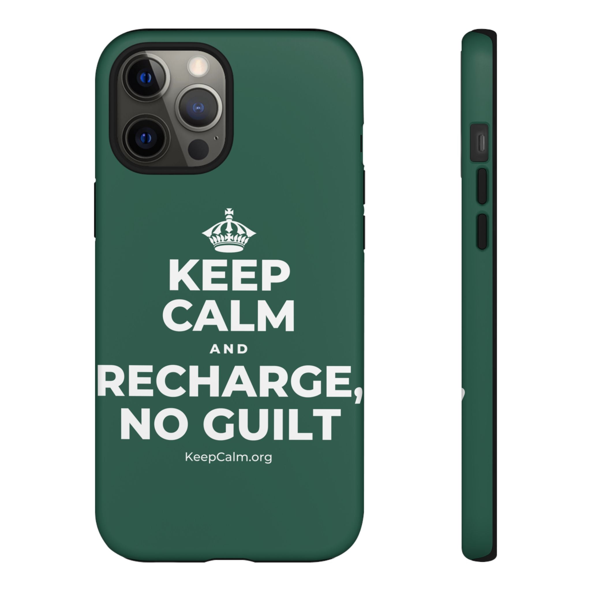 KEEP CALM AND RECHARGE, NO GUILT Phone Case