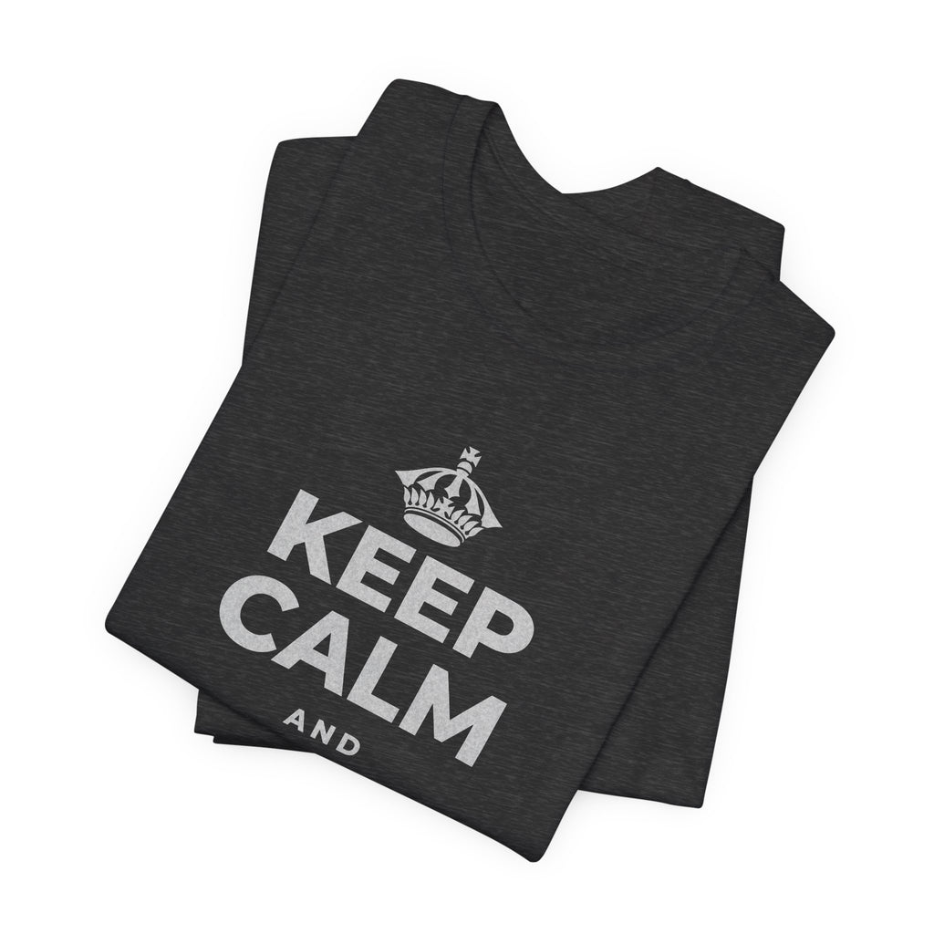 KEEP CALM AND FIND THE WATER T-Shirt (White–Asphalt)