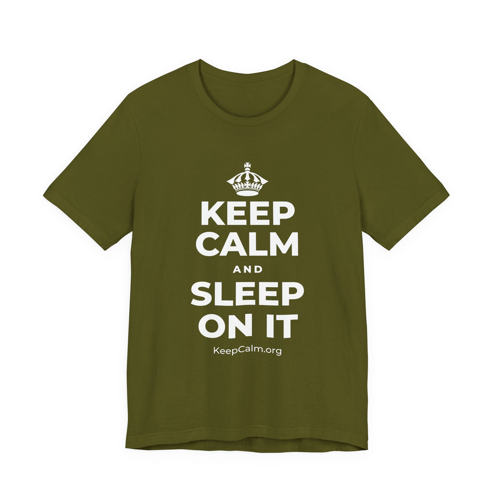 KEEP CALM AND SLEEP ON IT T-Shirt (Baby Blue–Silver)