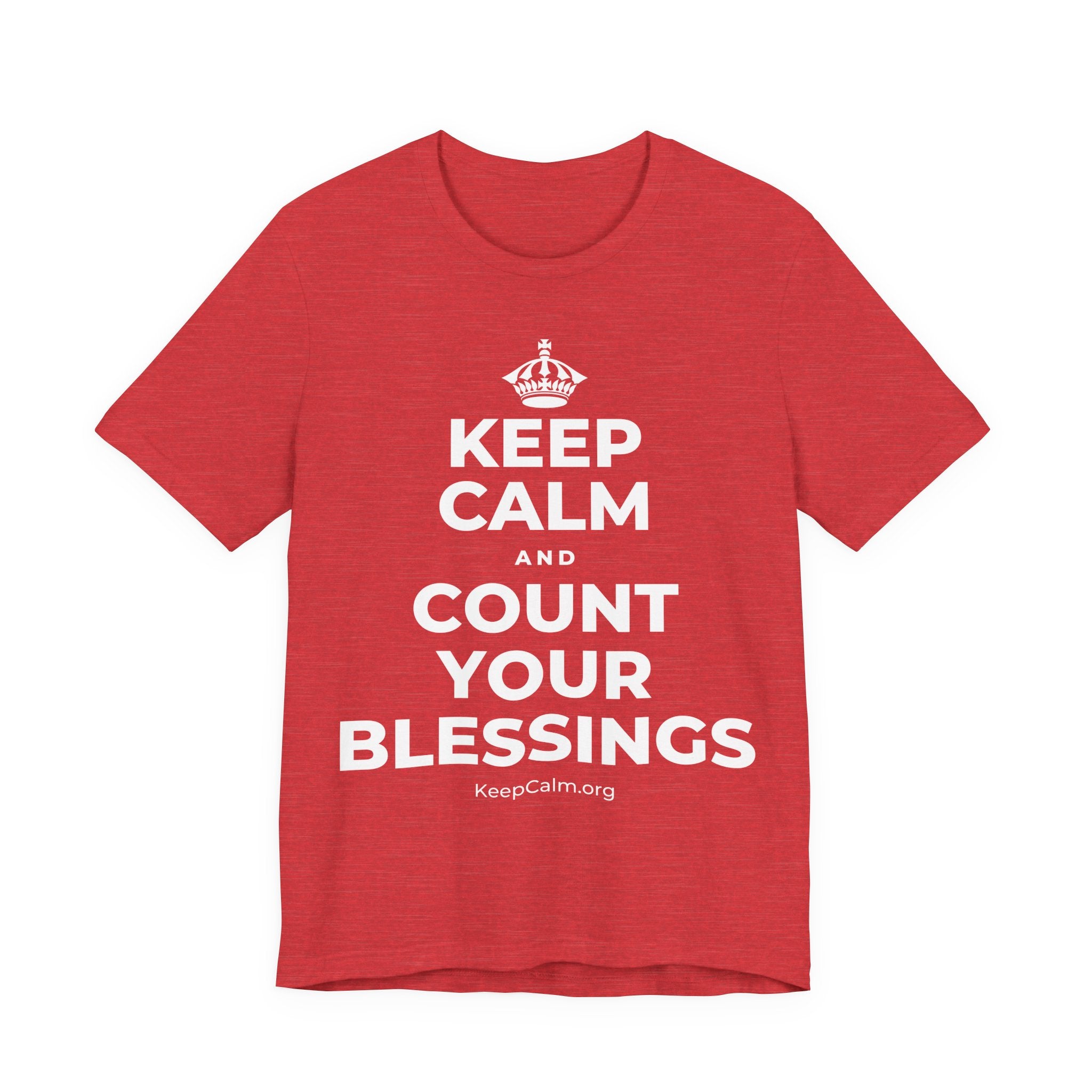 KEEP CALM AND COUNT YOUR BLESSINGS T-Shirt (Baby Blue–Silver)