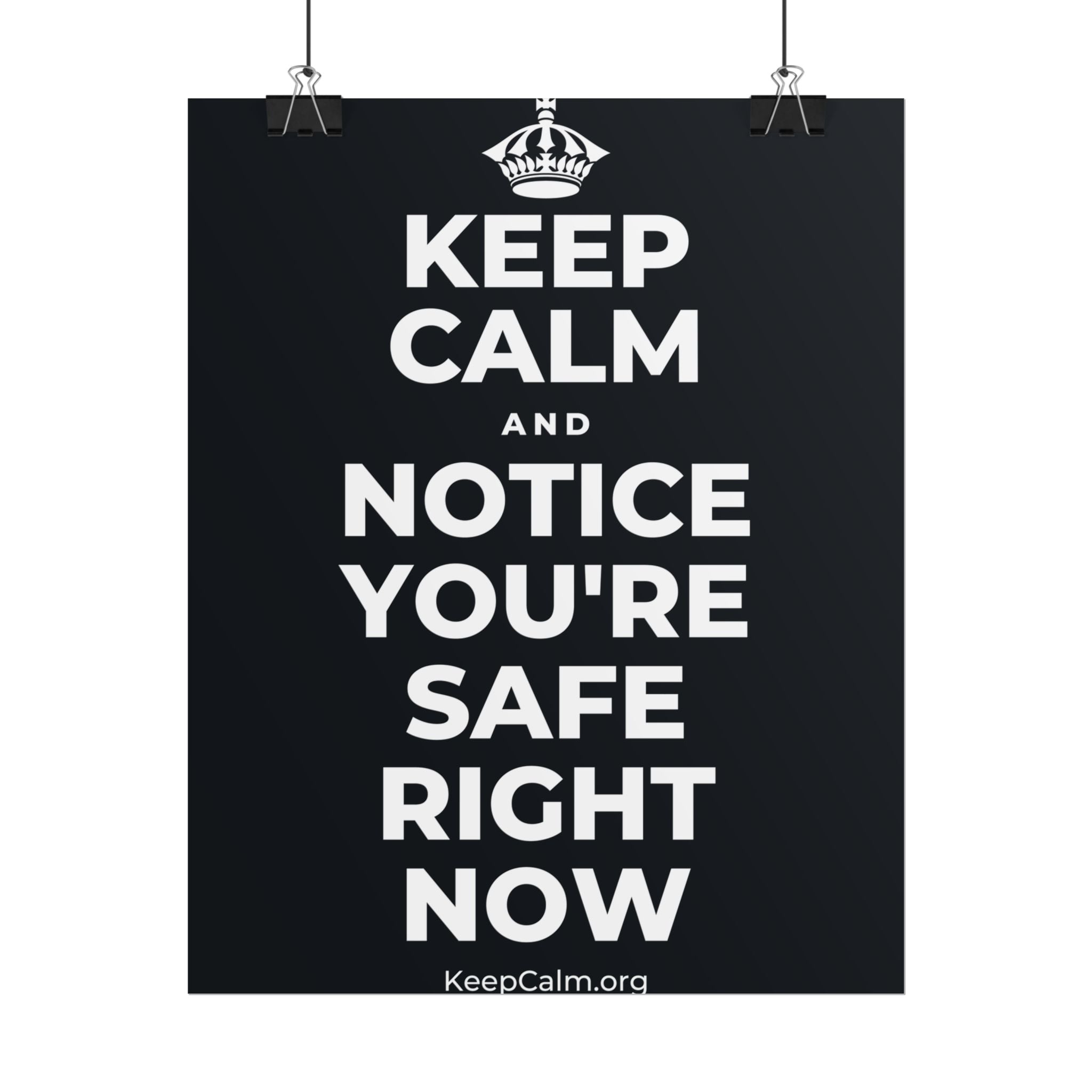 KEEP CALM AND NOTICE YOU'RE SAFE RIGHT NOW Poster (Dark)