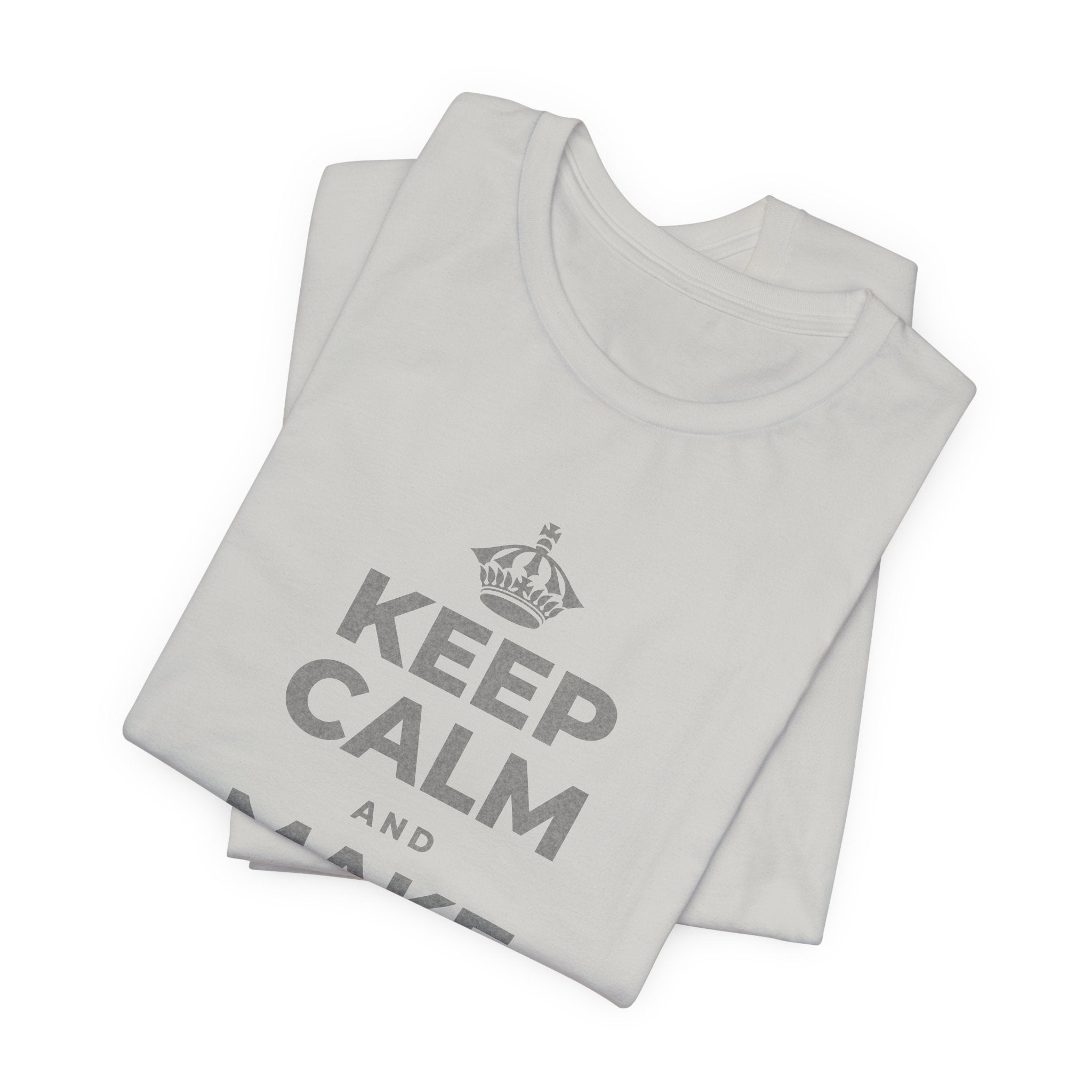 KEEP CALM AND MAKE SPACE TO BREATHE T-Shirt (Baby Blue–Silver)