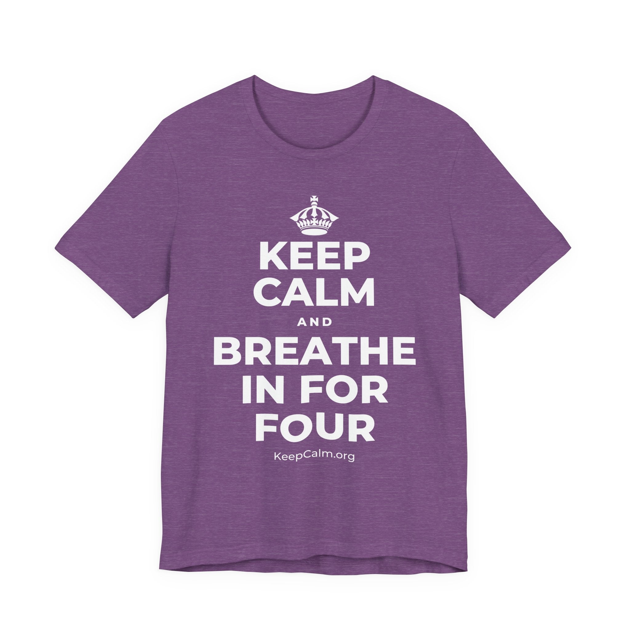 KEEP CALM AND BREATHE IN FOR FOUR T-Shirt (Baby Blue–Silver)
