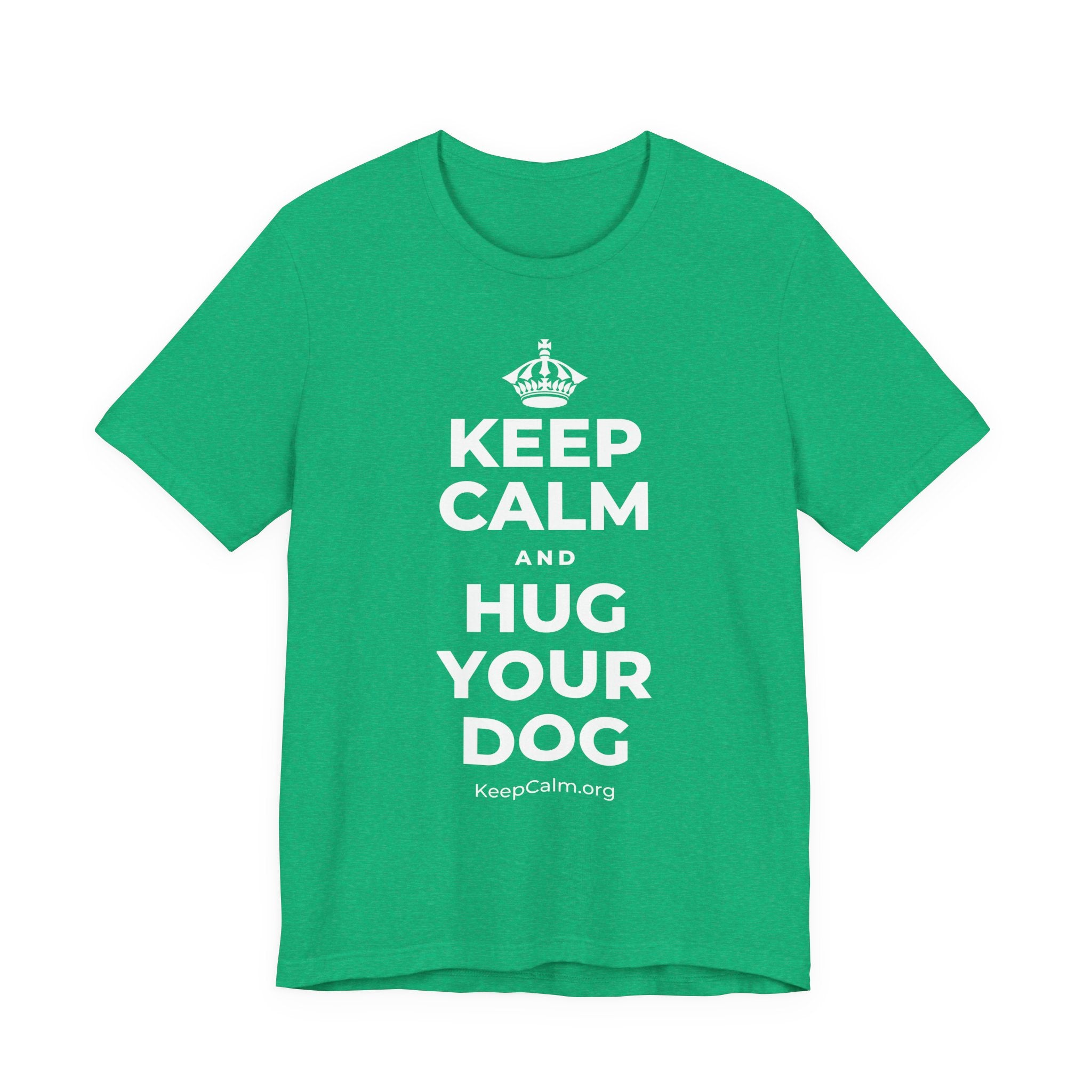 KEEP CALM AND HUG YOUR DOG T-Shirt (Baby Blue–Silver)