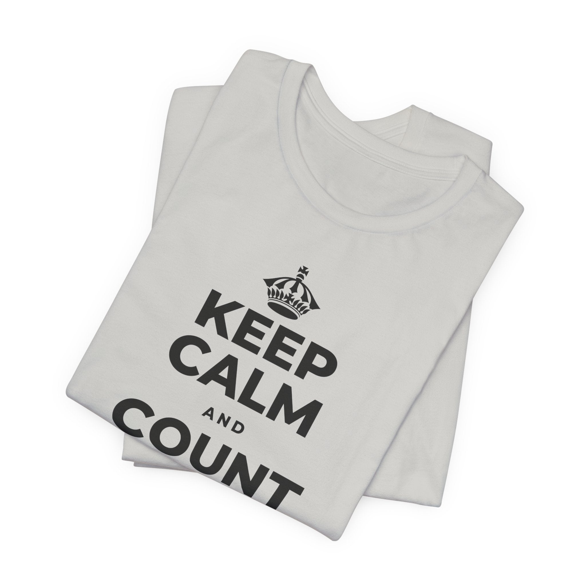 KEEP CALM AND COUNT YOUR SLOW BREATHS T-Shirt (Baby Blue–Silver)
