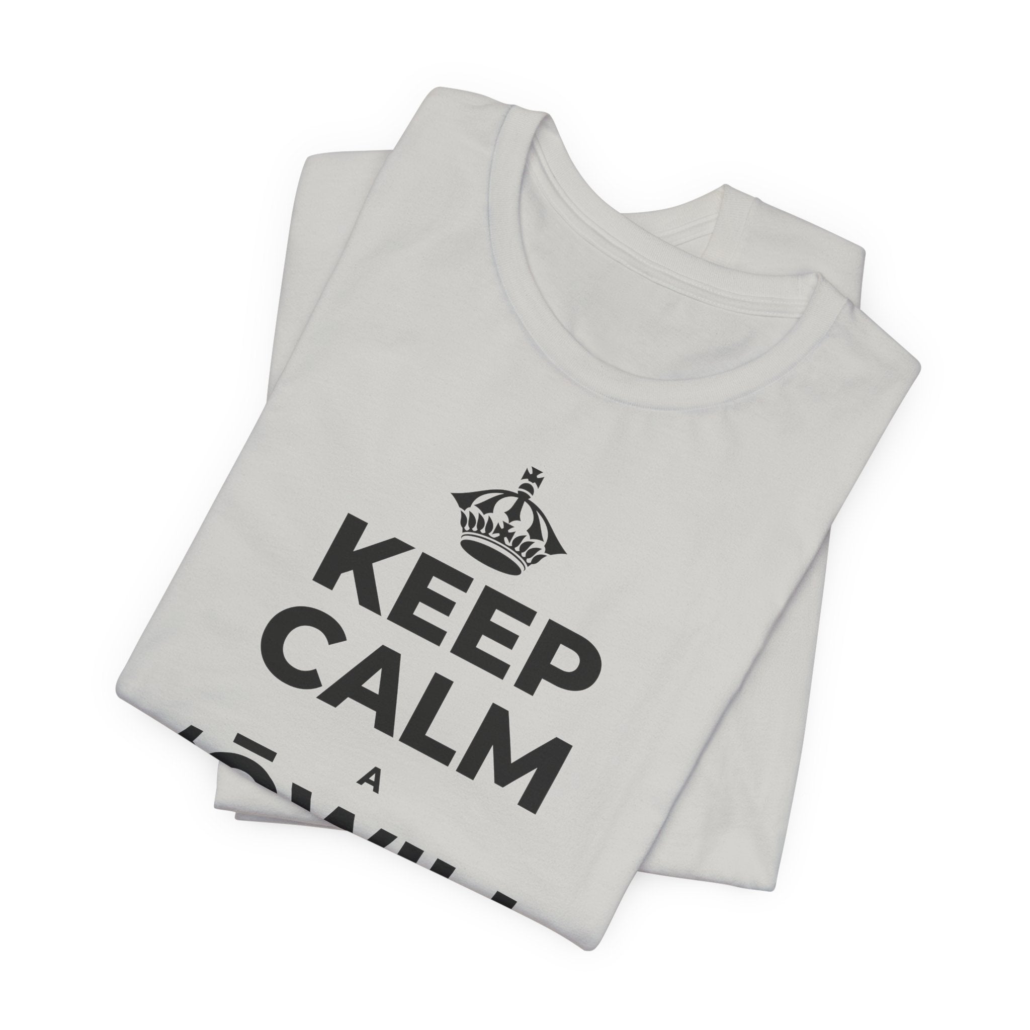 KEEP CALM A ʻŌWILI I KAHI KUʻEKE T-Shirt (Baby Blue–Silver)