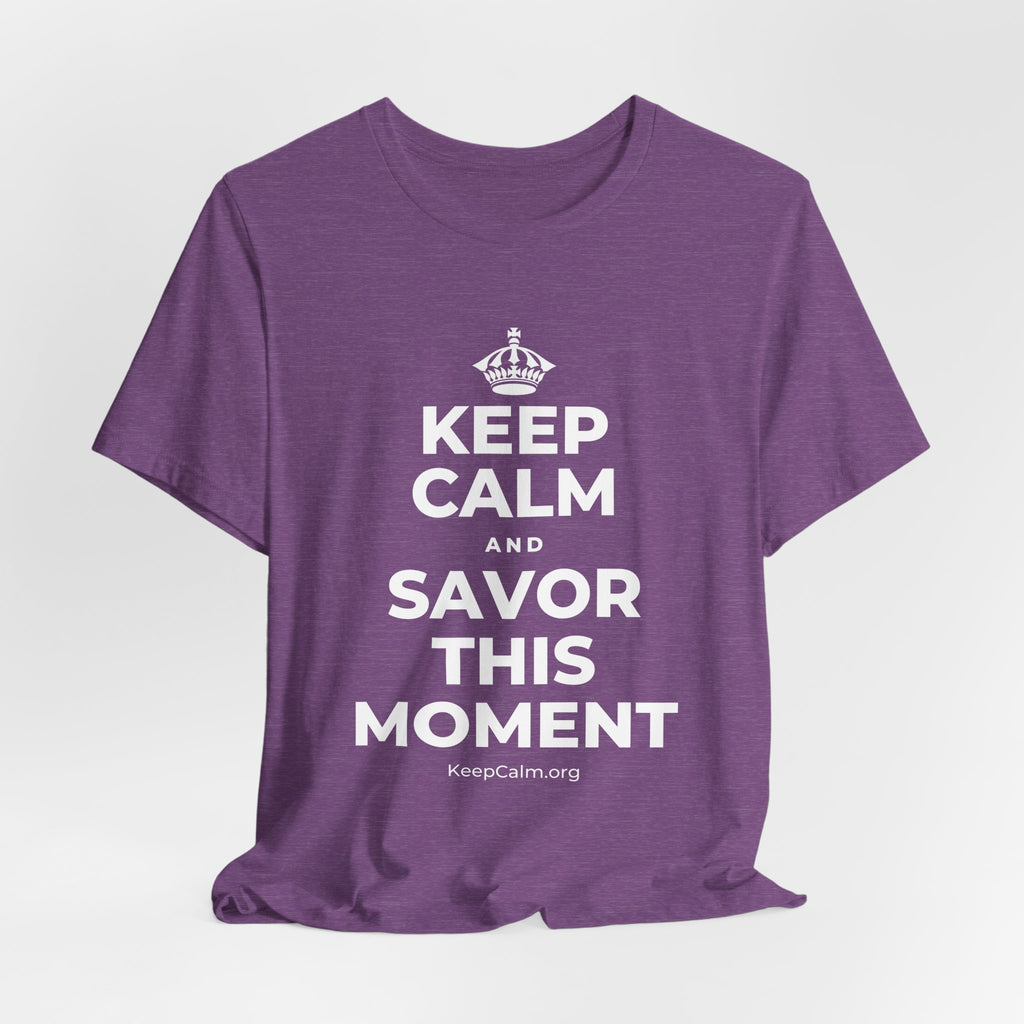 KEEP CALM AND SAVOR THIS MOMENT T-Shirt (Baby Blue–Silver)
