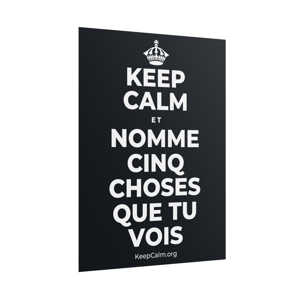 KEEP CALM ET NOMME CINQ CHOSES QUE TU VOIS Poster (Dark)