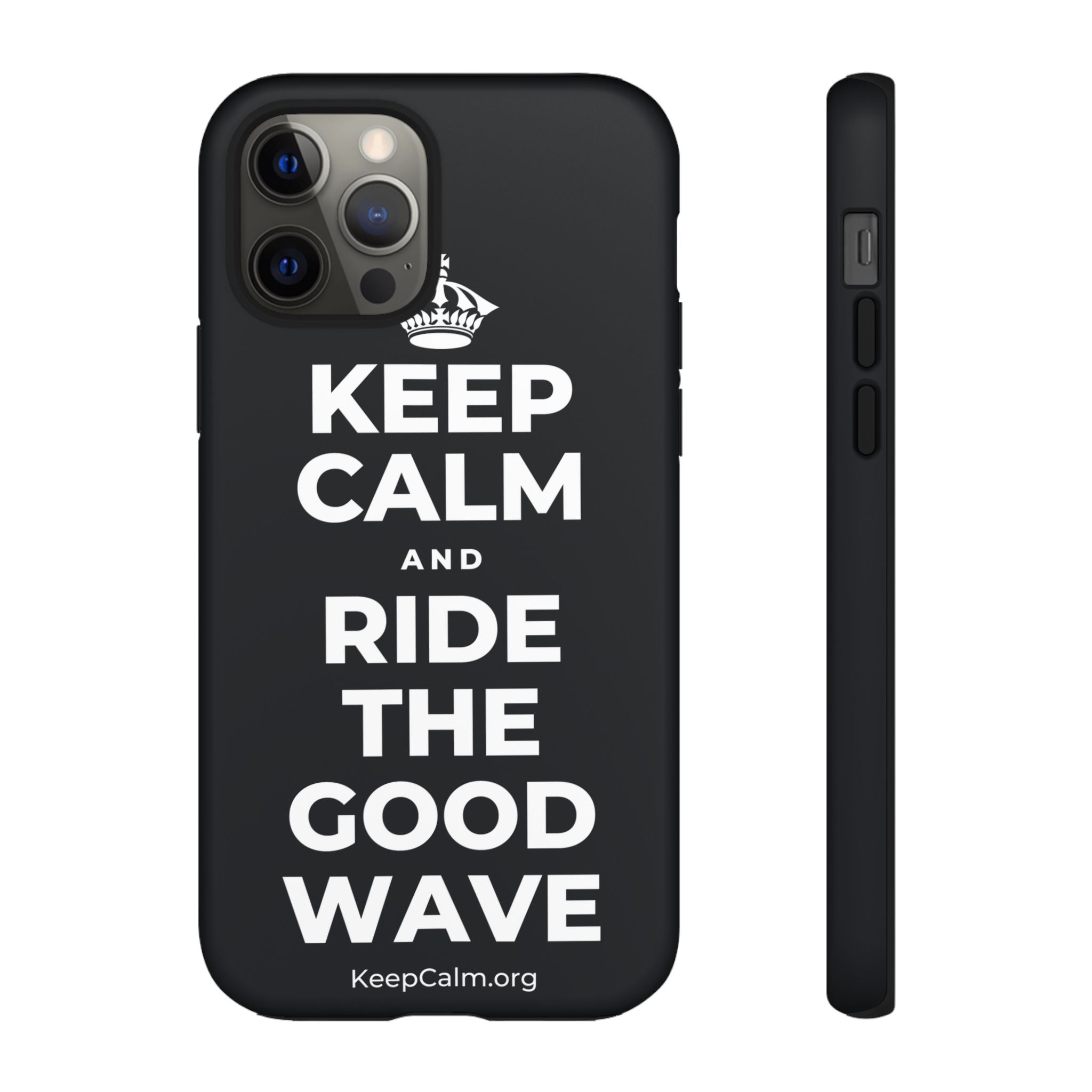 KEEP CALM AND RIDE THE GOOD WAVE Phone Case (Dark)