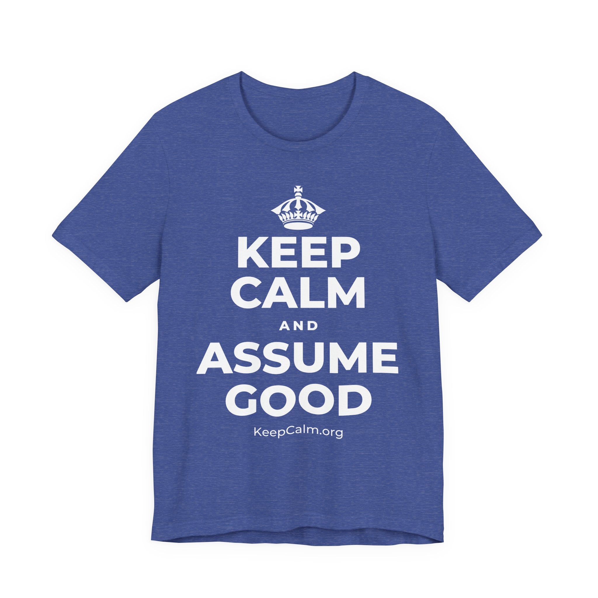 KEEP CALM AND ASSUME GOOD T-Shirt (Baby Blue–Silver)