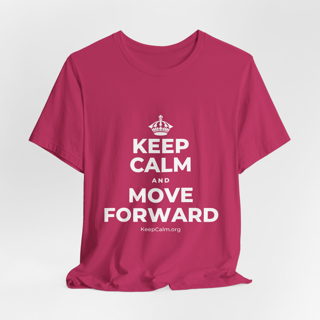 KEEP CALM AND MOVE FORWARD T-Shirt (Baby Blue–Silver)