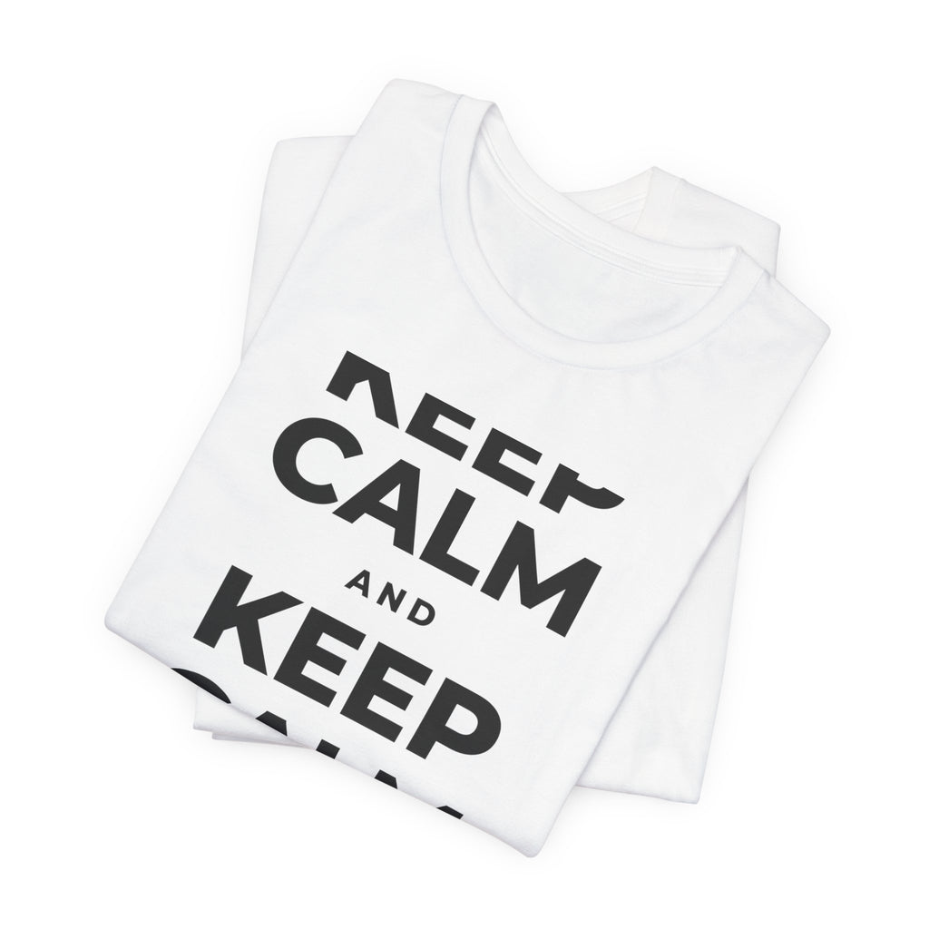KEEP CALM AND BREATHE SLOWLY T-Shirt (White–Asphalt)