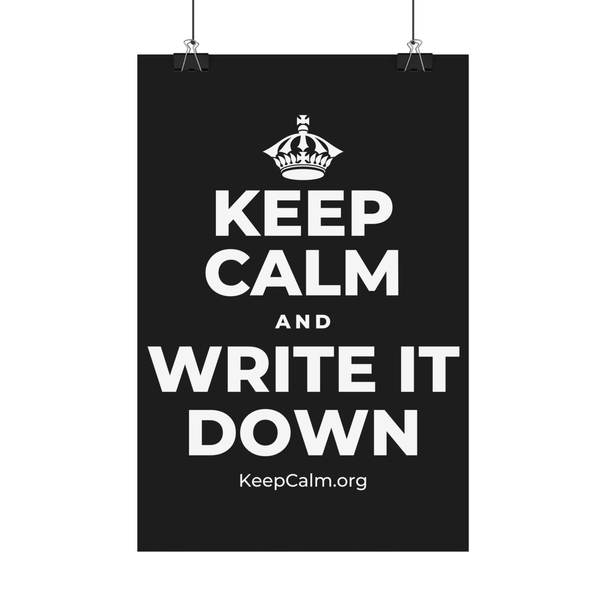 KEEP CALM AND WRITE IT DOWN Satin Poster