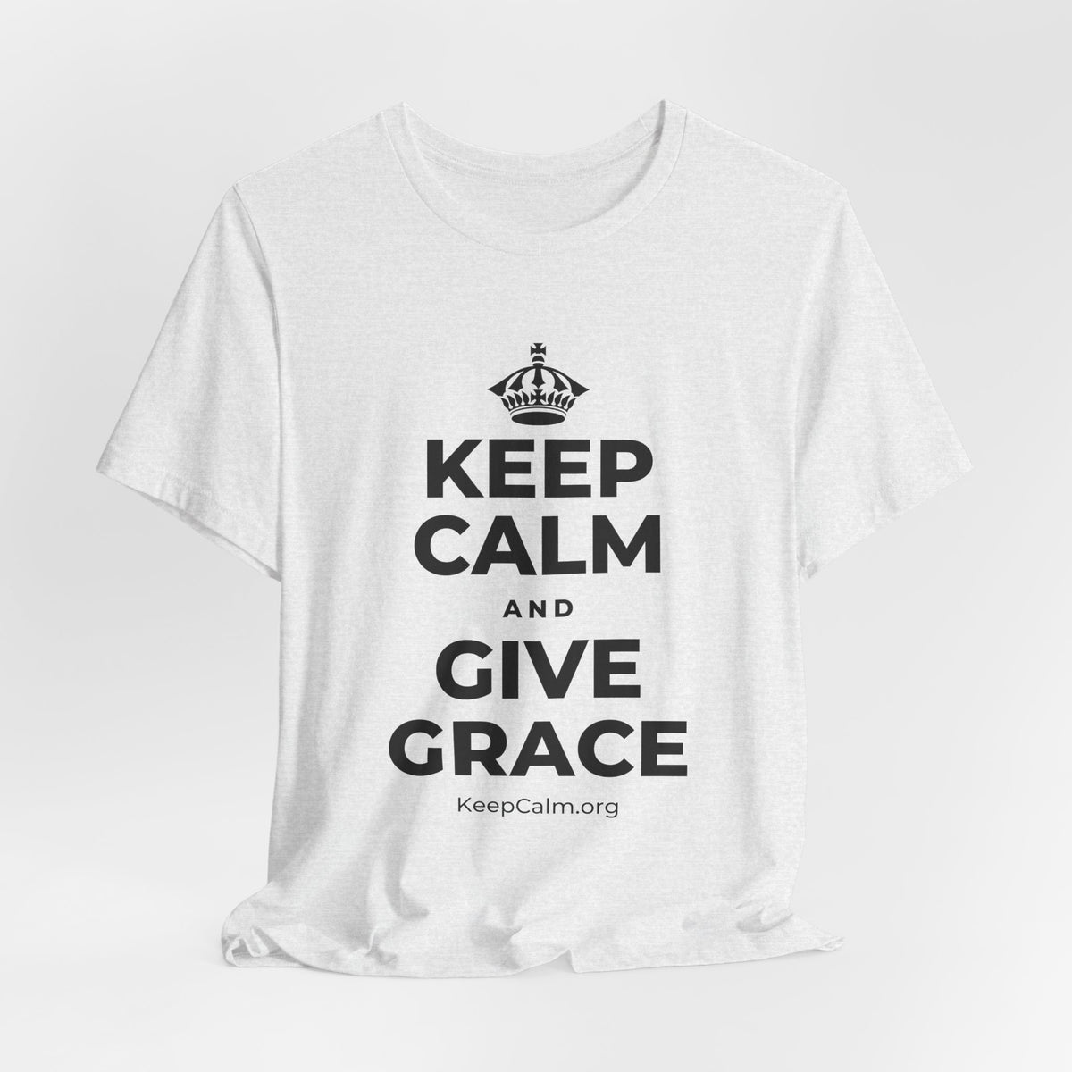 KEEP CALM AND GIVE GRACE T-Shirt (Soft Cream–Heather Mauve)