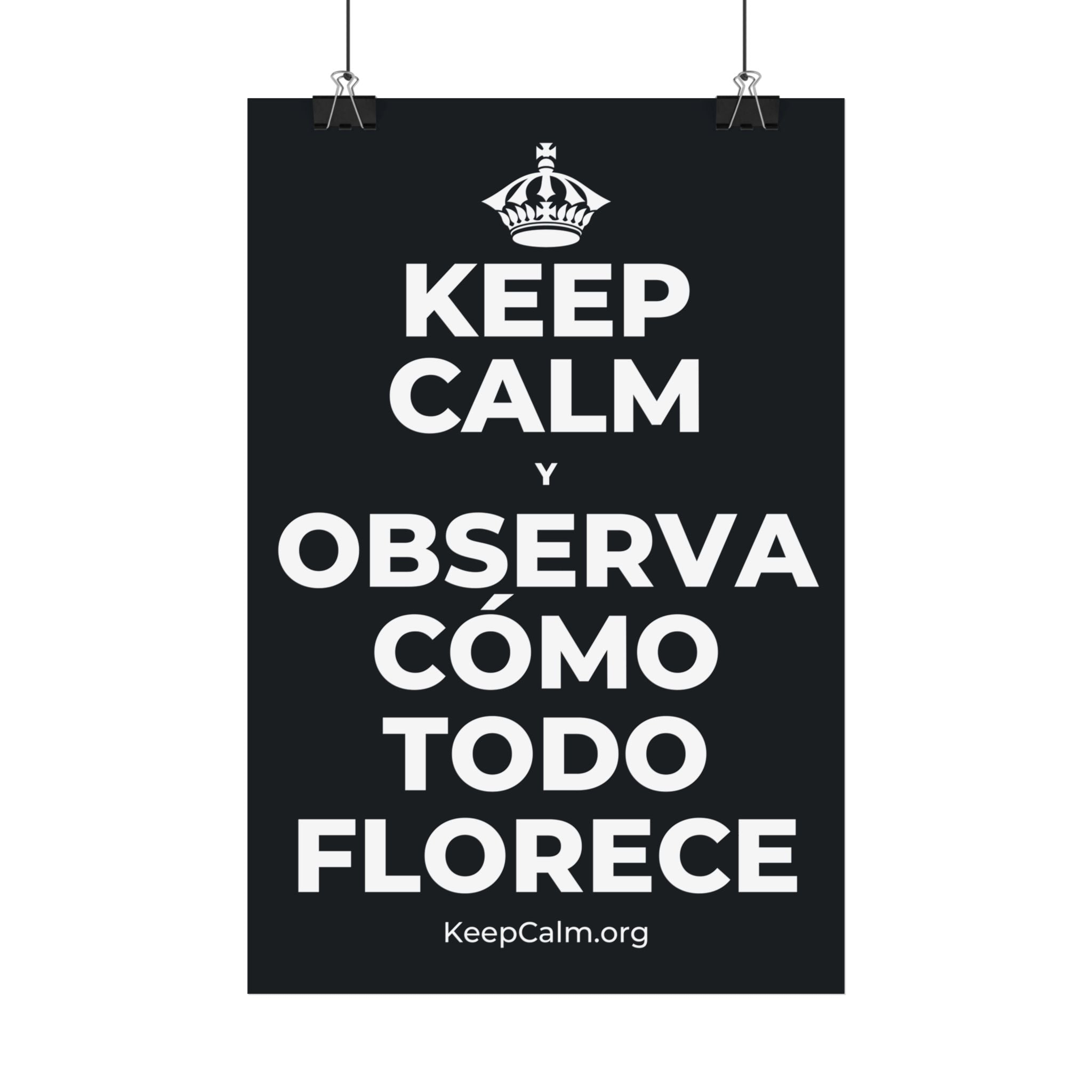 KEEP CALM Y OBSERVA CÓMO TODO FLORECE Satin Poster (Dark)