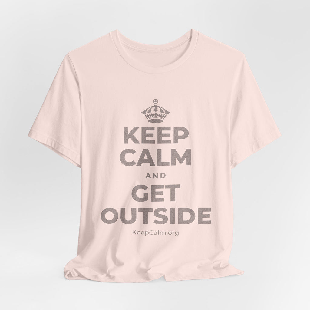 KEEP CALM AND GET OUTSIDE T-Shirt (Soft Cream–Heather Mauve)