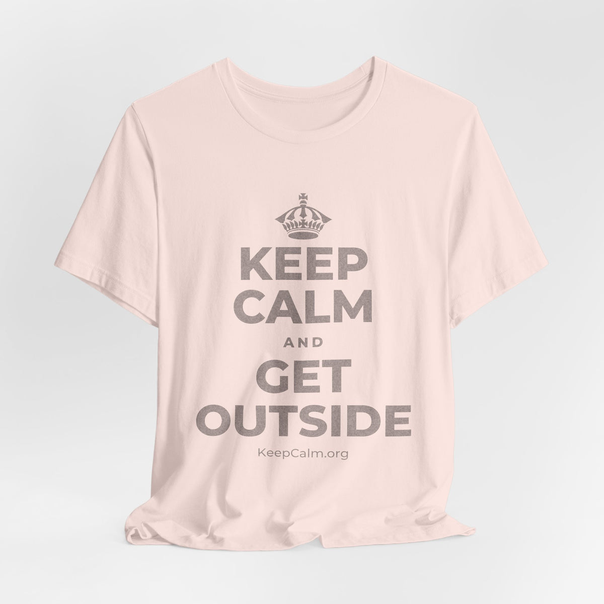 KEEP CALM AND GET OUTSIDE T-Shirt (Soft Cream–Heather Mauve)