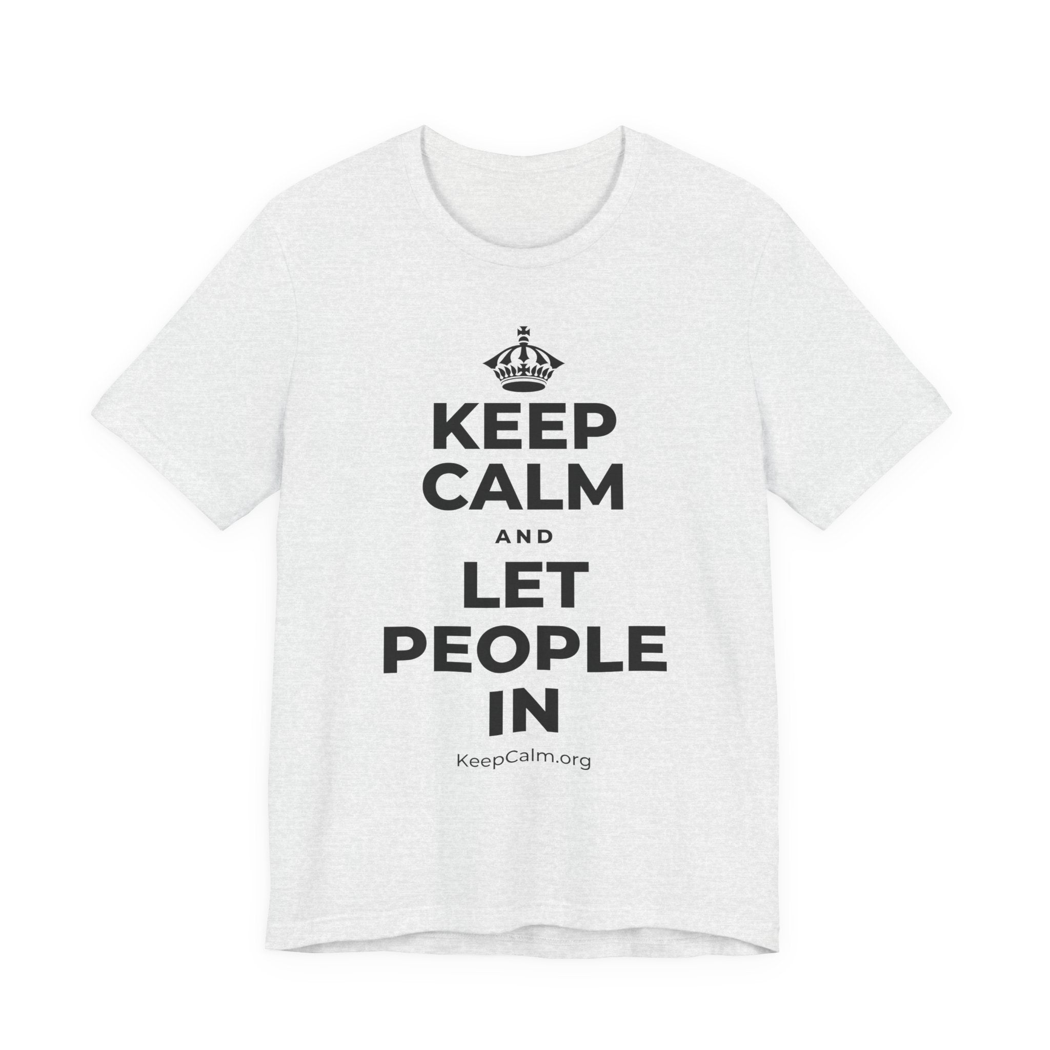 KEEP CALM AND LET PEOPLE IN T-Shirt (Soft Cream–Heather Mauve)