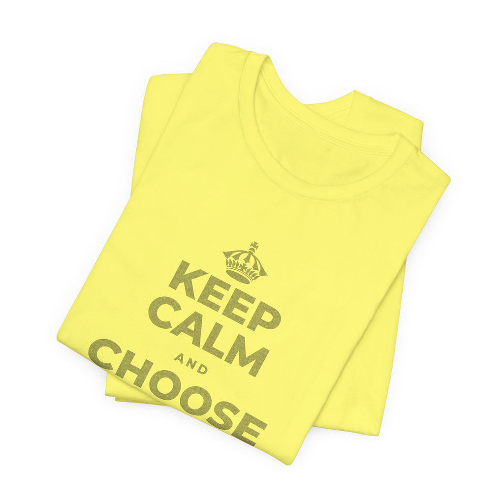 KEEP CALM AND CHOOSE PRESENCE OVER PRESENTS T-Shirt (Soft Cream–Heather Mauve)