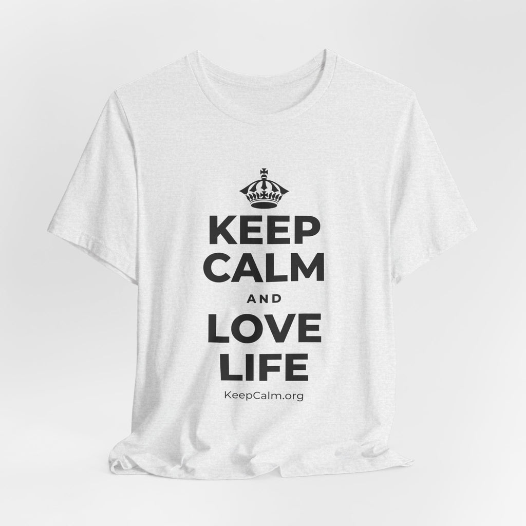 KEEP CALM AND LOVE LIFE T-Shirt (Soft Cream–Heather Mauve)