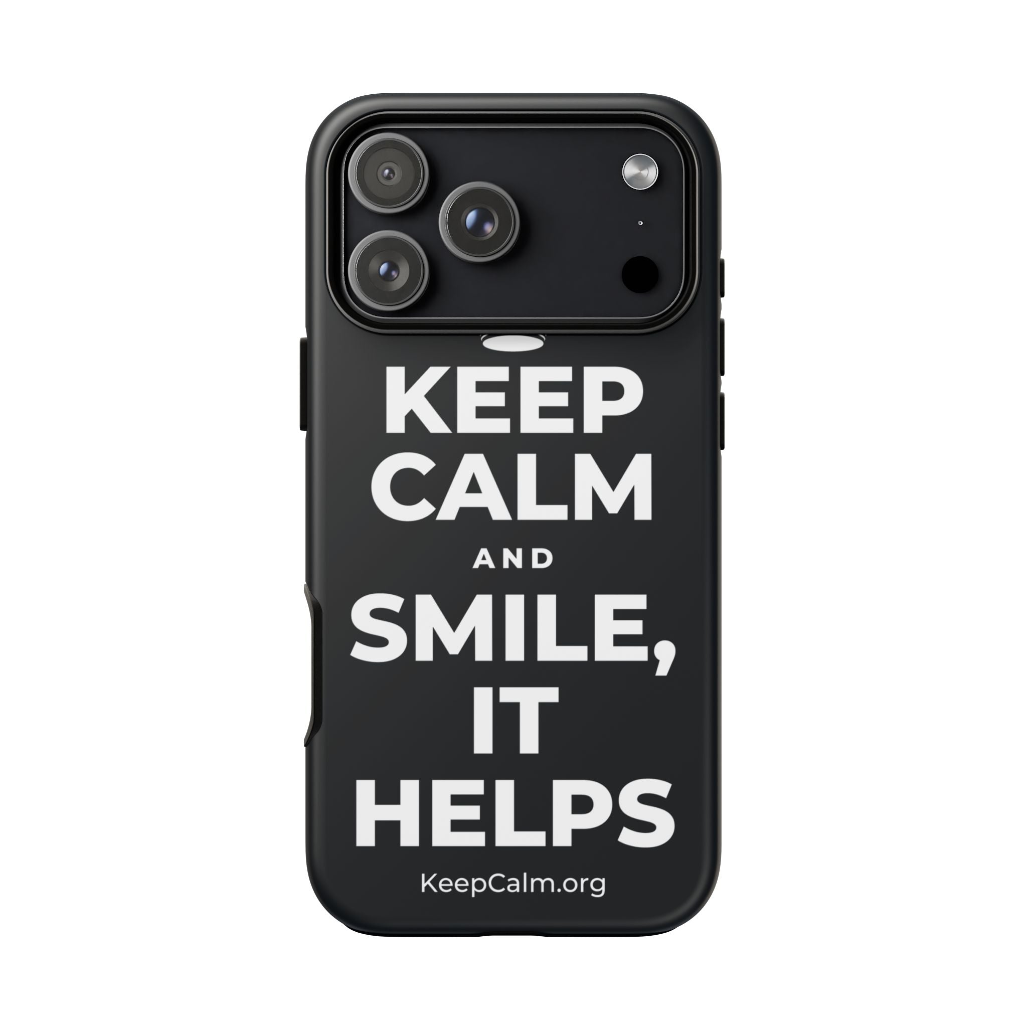 KEEP CALM AND SMILE, IT HELPS Phone Case (Dark)