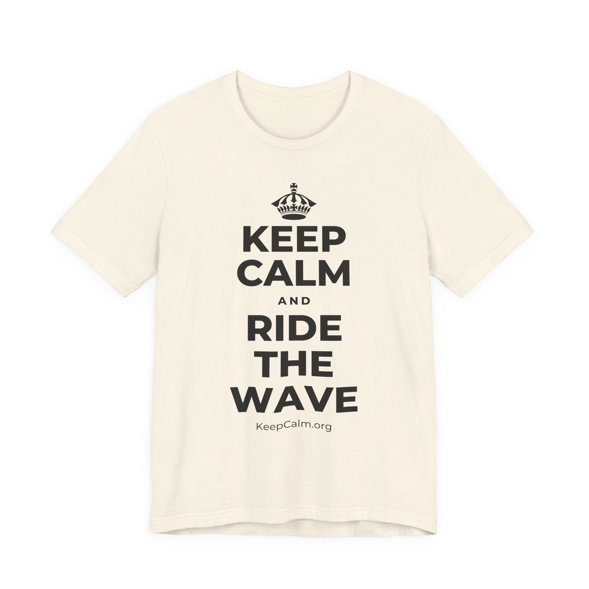 KEEP CALM AND RIDE THE WAVE T-Shirt (White–Asphalt)